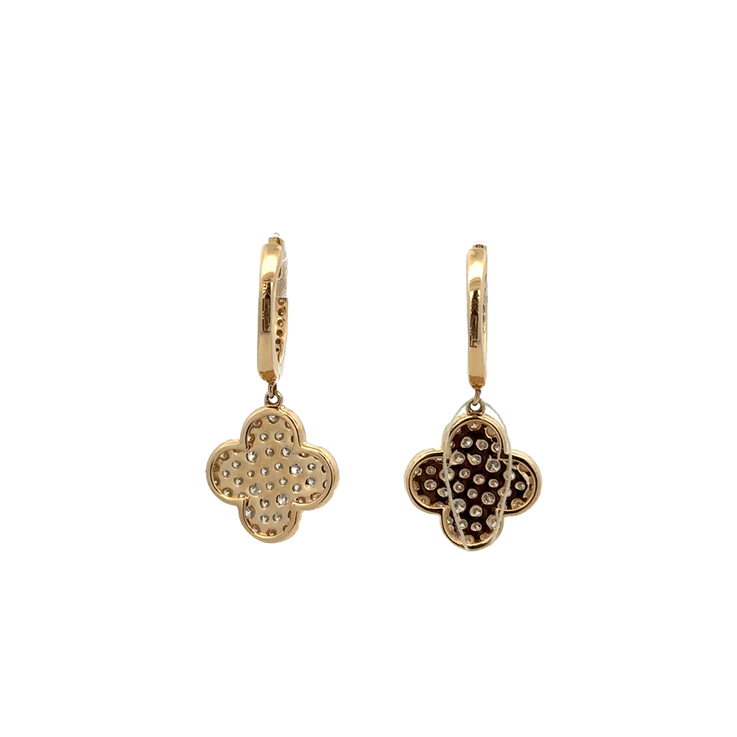 Diamond Accented Quatrefoil Earrings in Yellow Gold - Image 2
