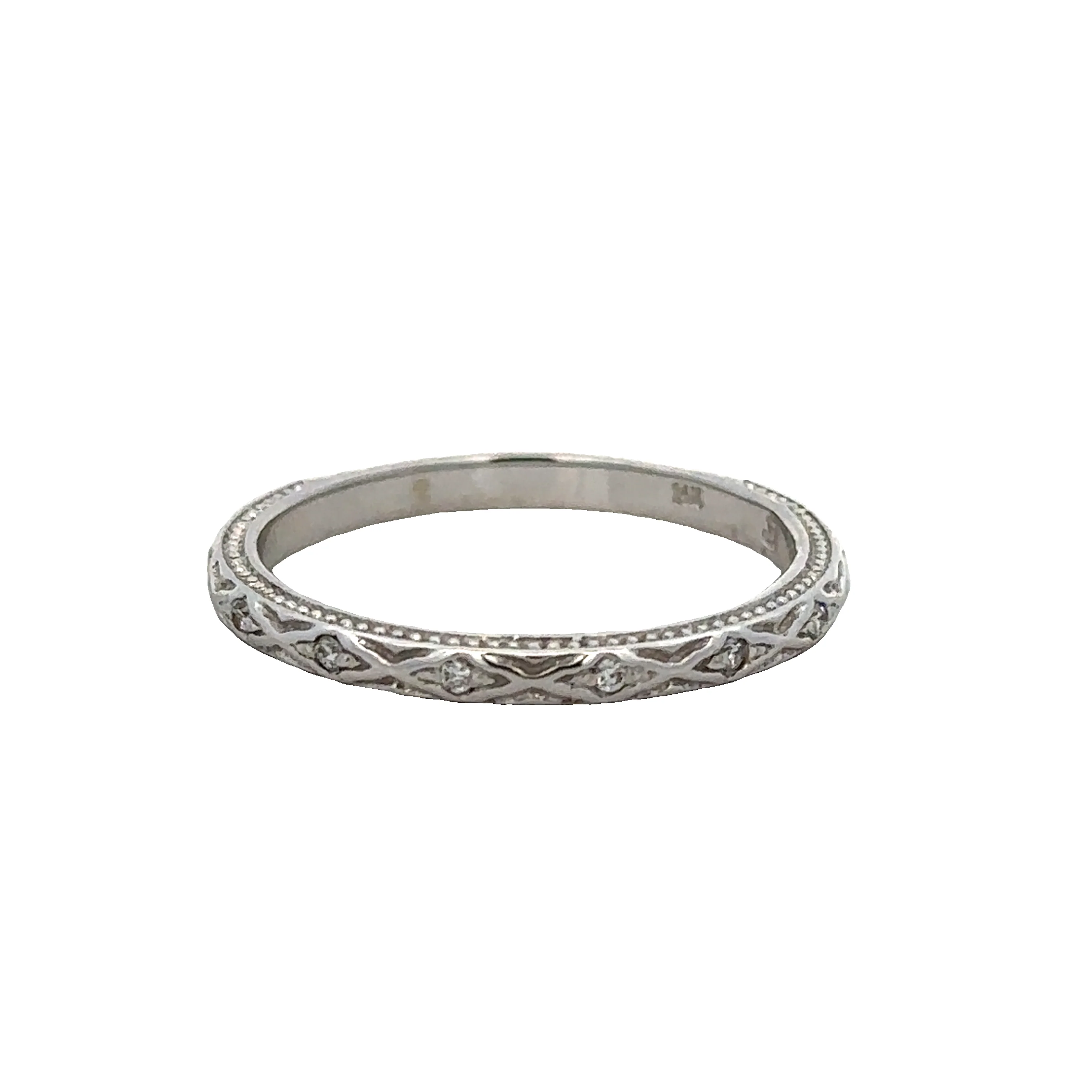 Diamond Accented Wedding Band in White Gold