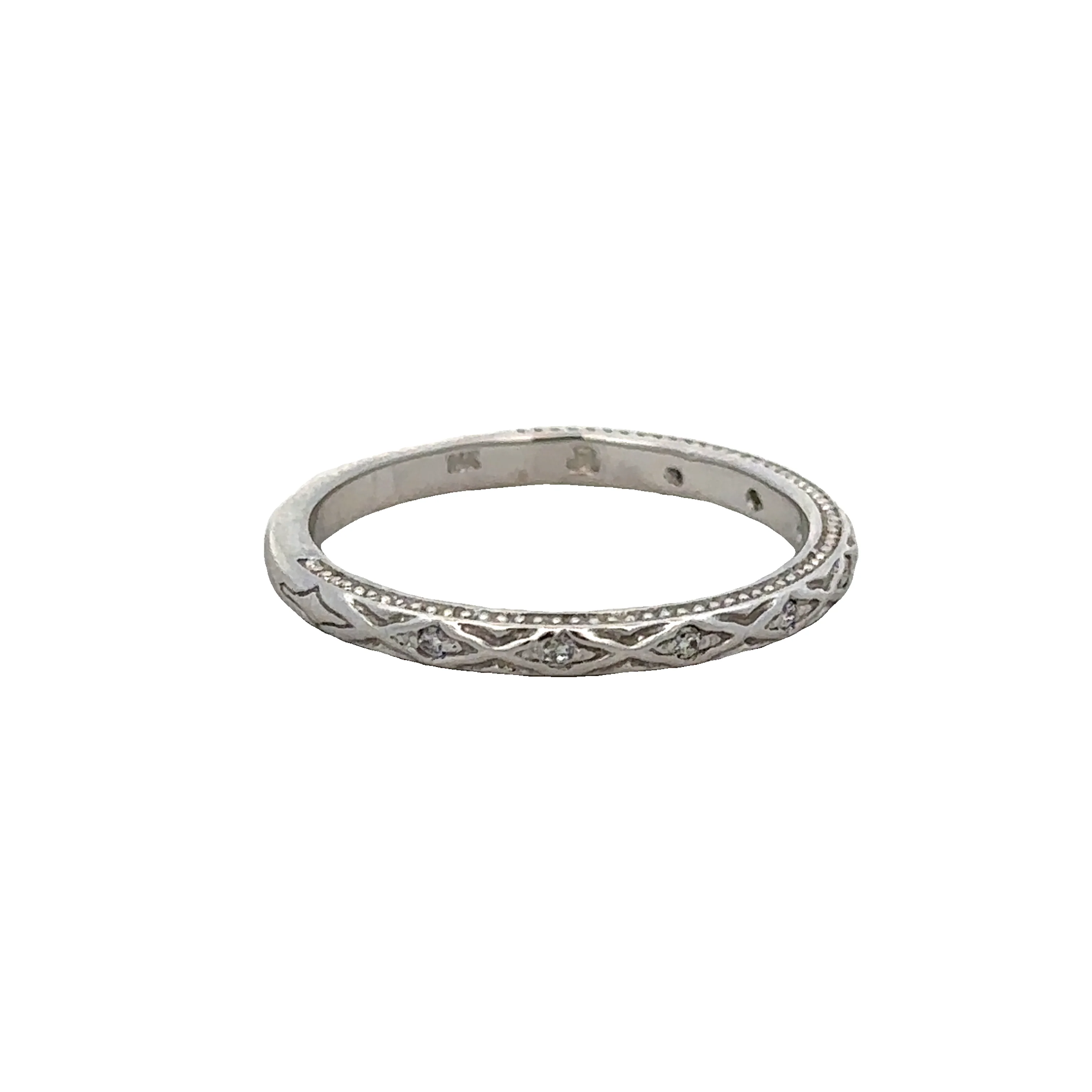 Diamond Accented Wedding Band in White Gold - Image 2