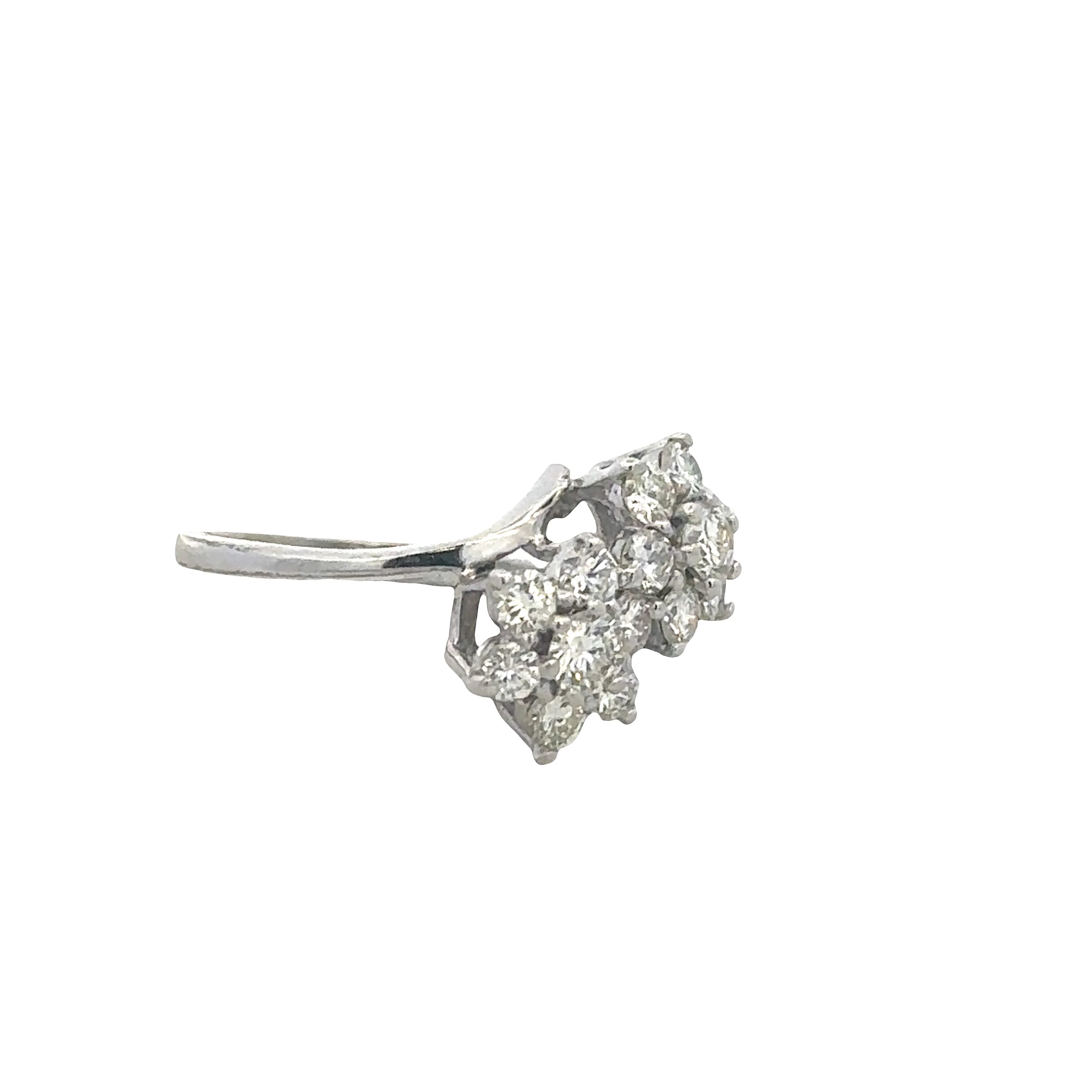 Diamond Flower Bypass Style Ring in White Gold -- 1.26 CTW -- Size 6 - Image 2