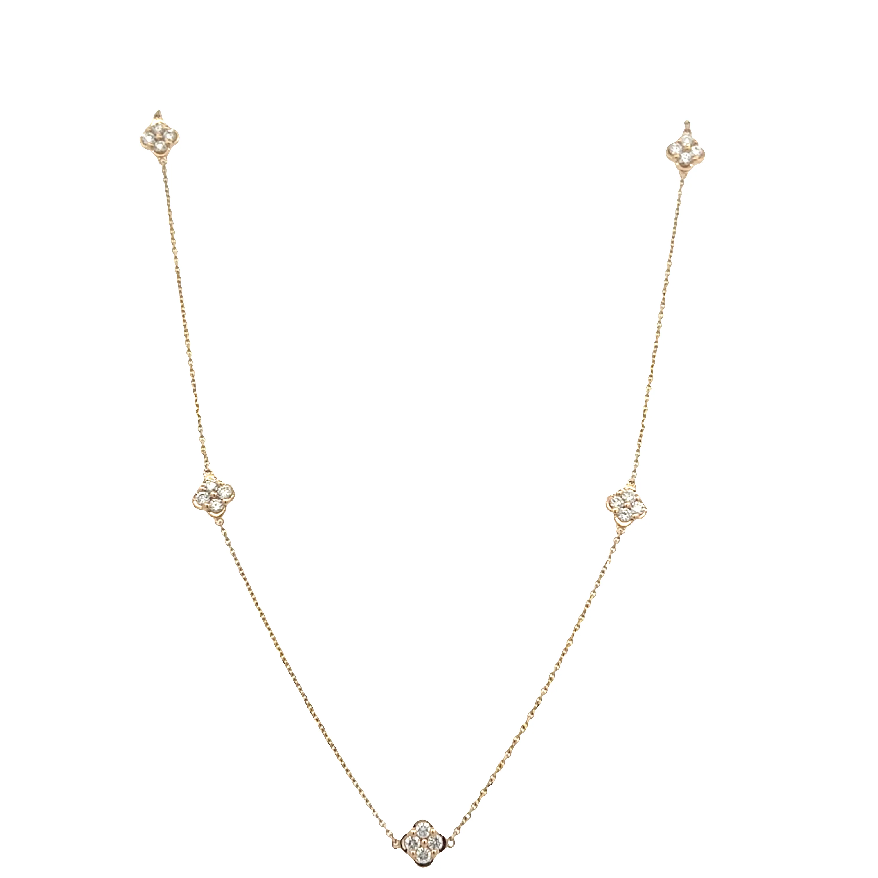 Diamond Quatrefoil Station Necklace in Yellow Gold - Image 3