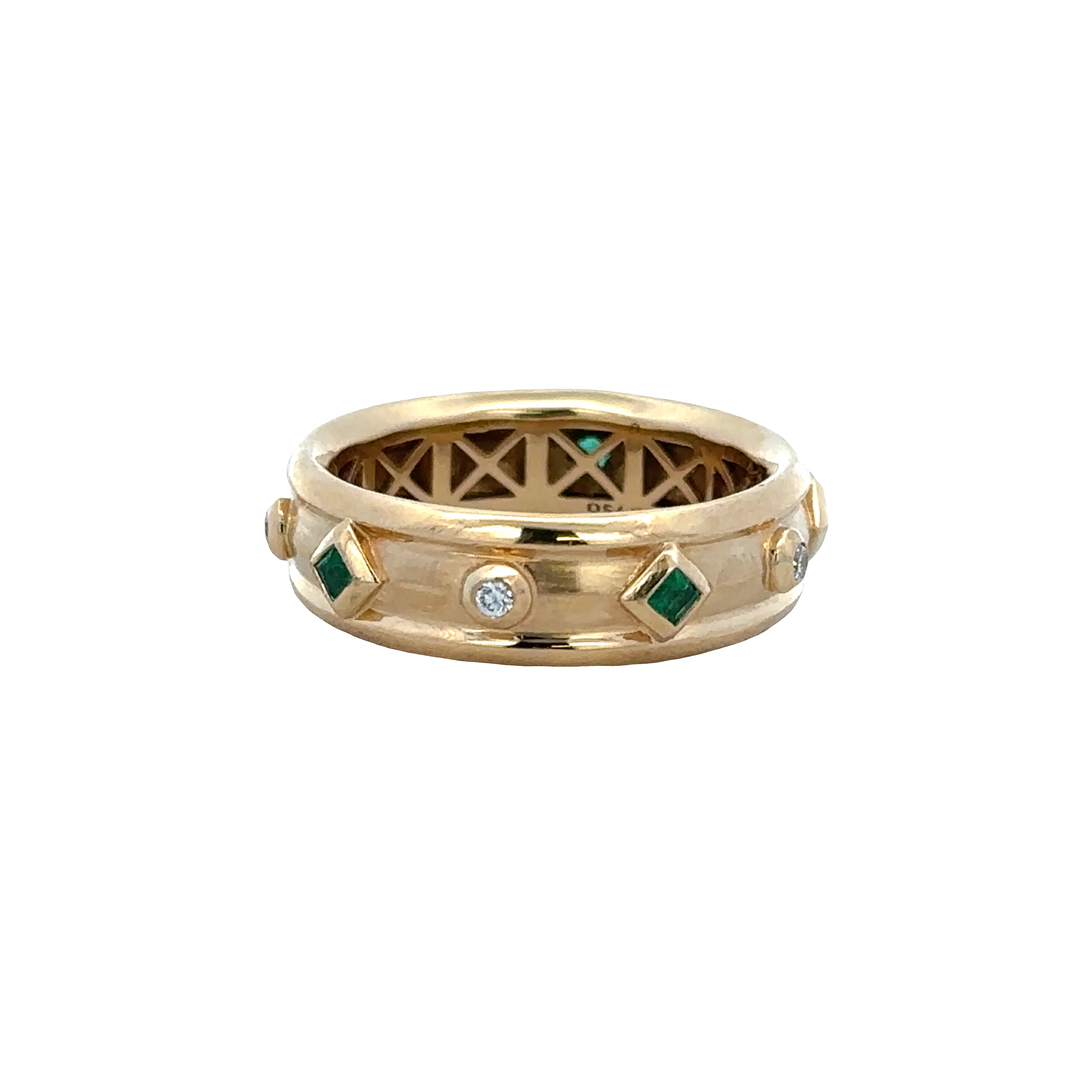 Estate 18k Yellow Gold Emerald and Diamond Band by David Yurman – Size 8