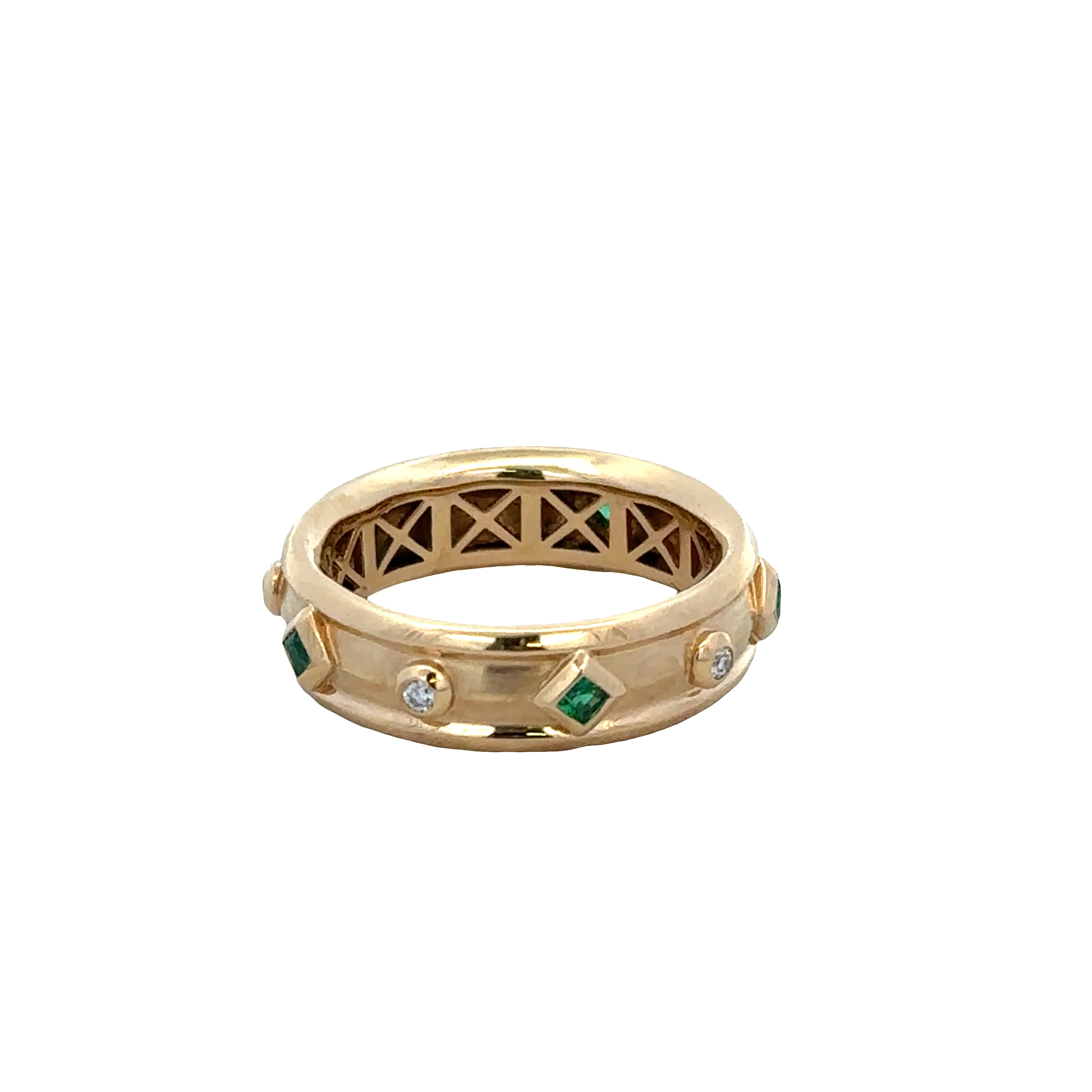 Estate 18k Yellow Gold Emerald and Diamond Band by David Yurman – Size 8 - Image 2