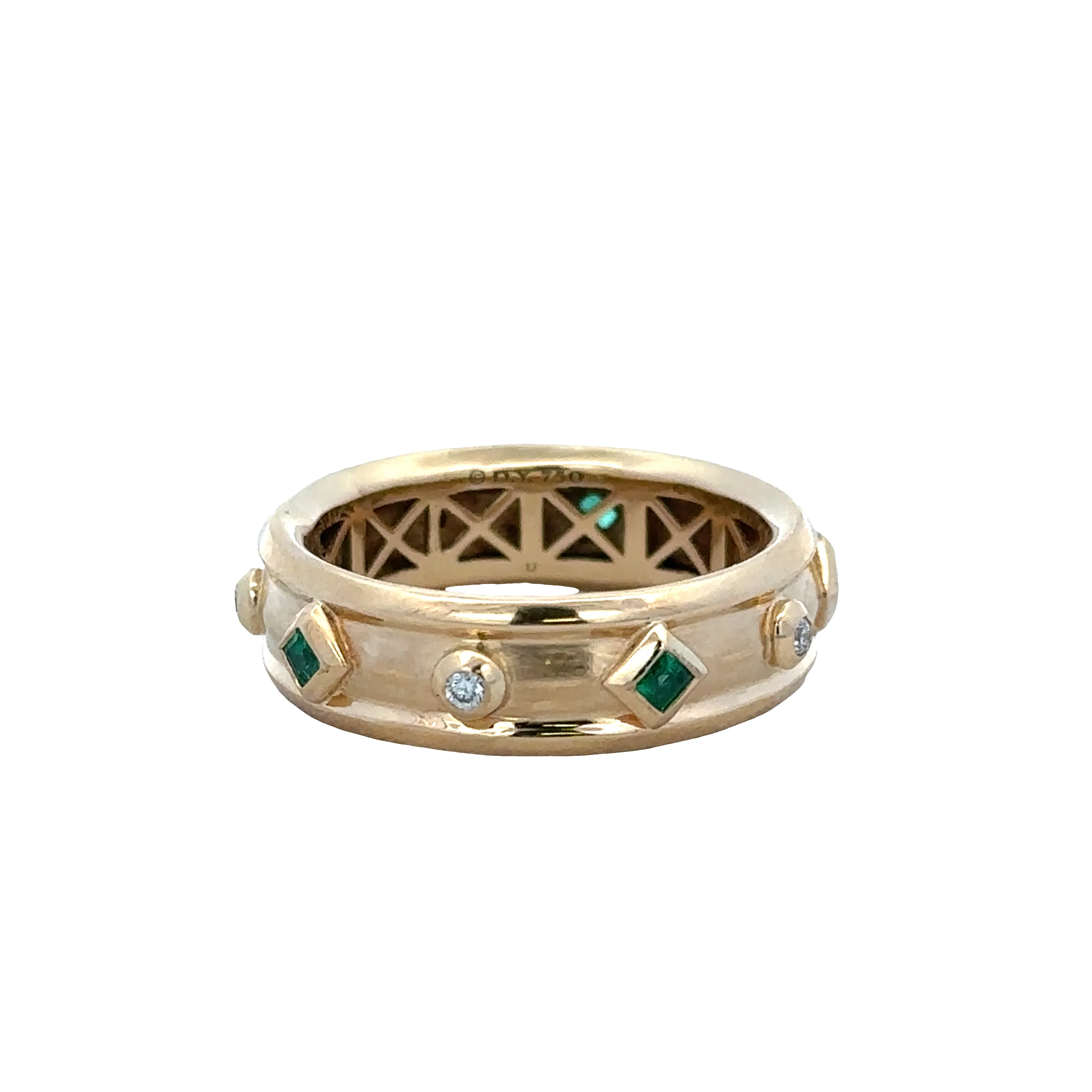 Estate 18k Yellow Gold Emerald and Diamond Band by David Yurman – Size 8 - Image 3