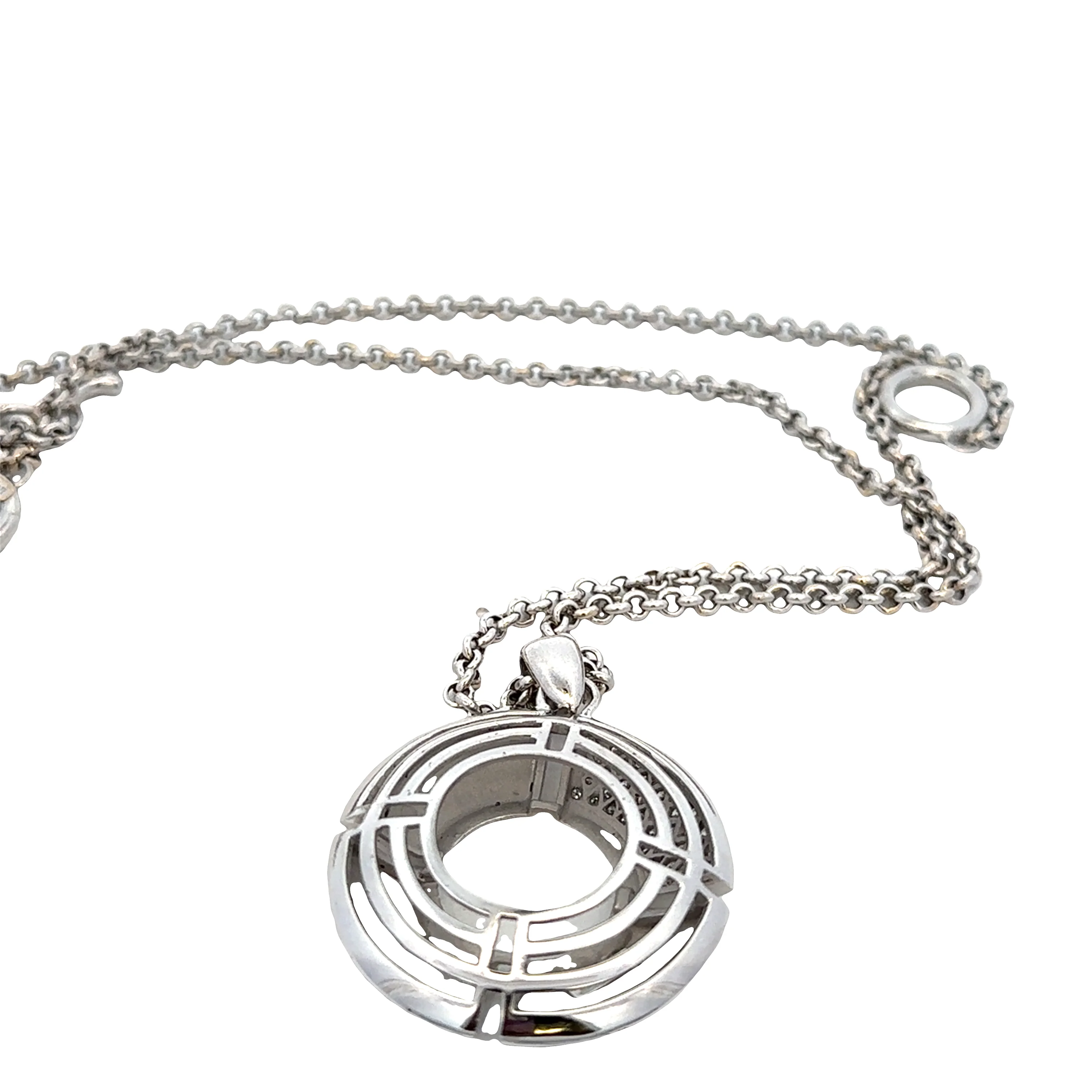 Estate Antonini Platinum Geometric Diamond Pendant Necklace – 24" Adjustable - Image 5