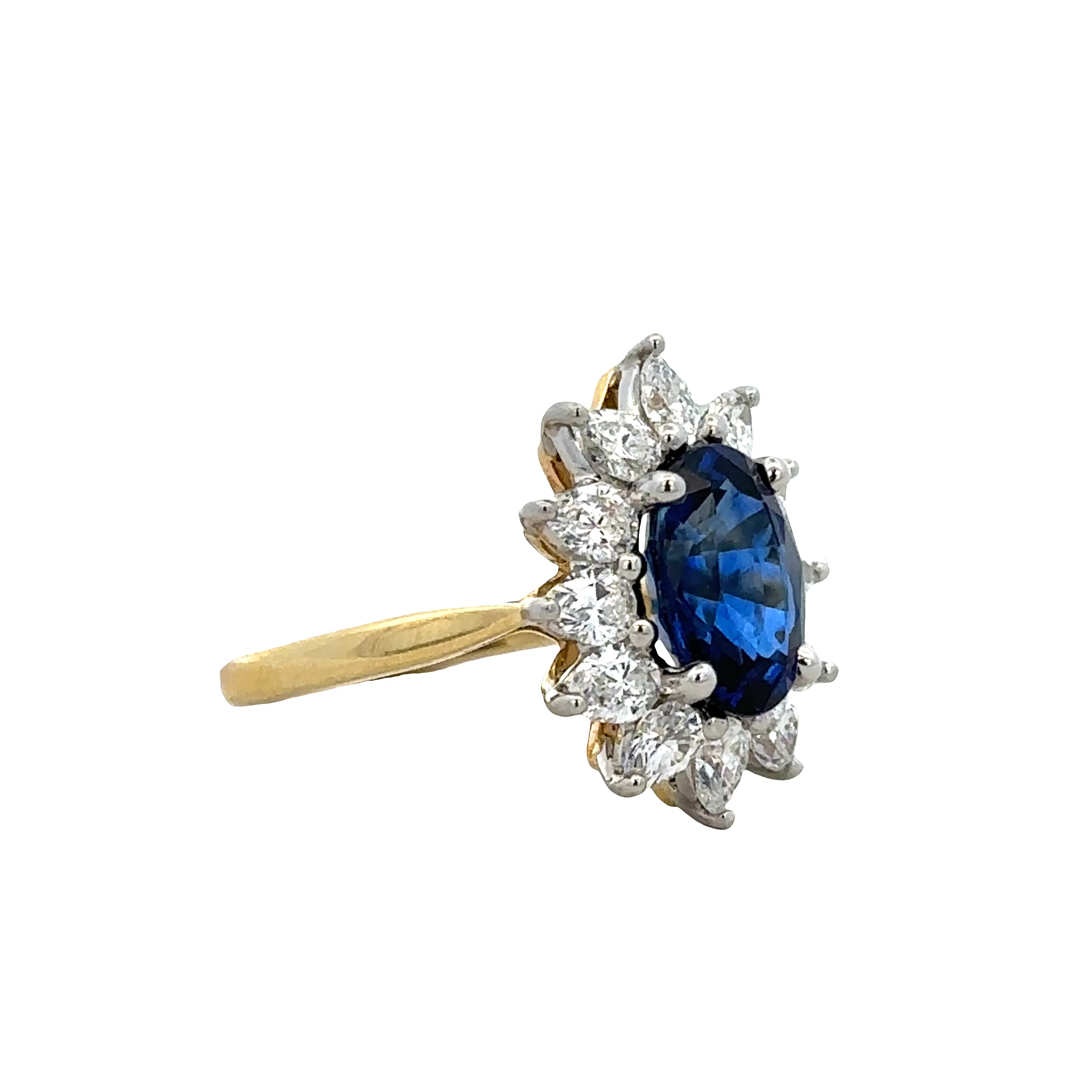 Estate Barnett Robinson Platinum & 18k Yellow Gold Sapphire & Diamond Ring – Size 6 - Image 2