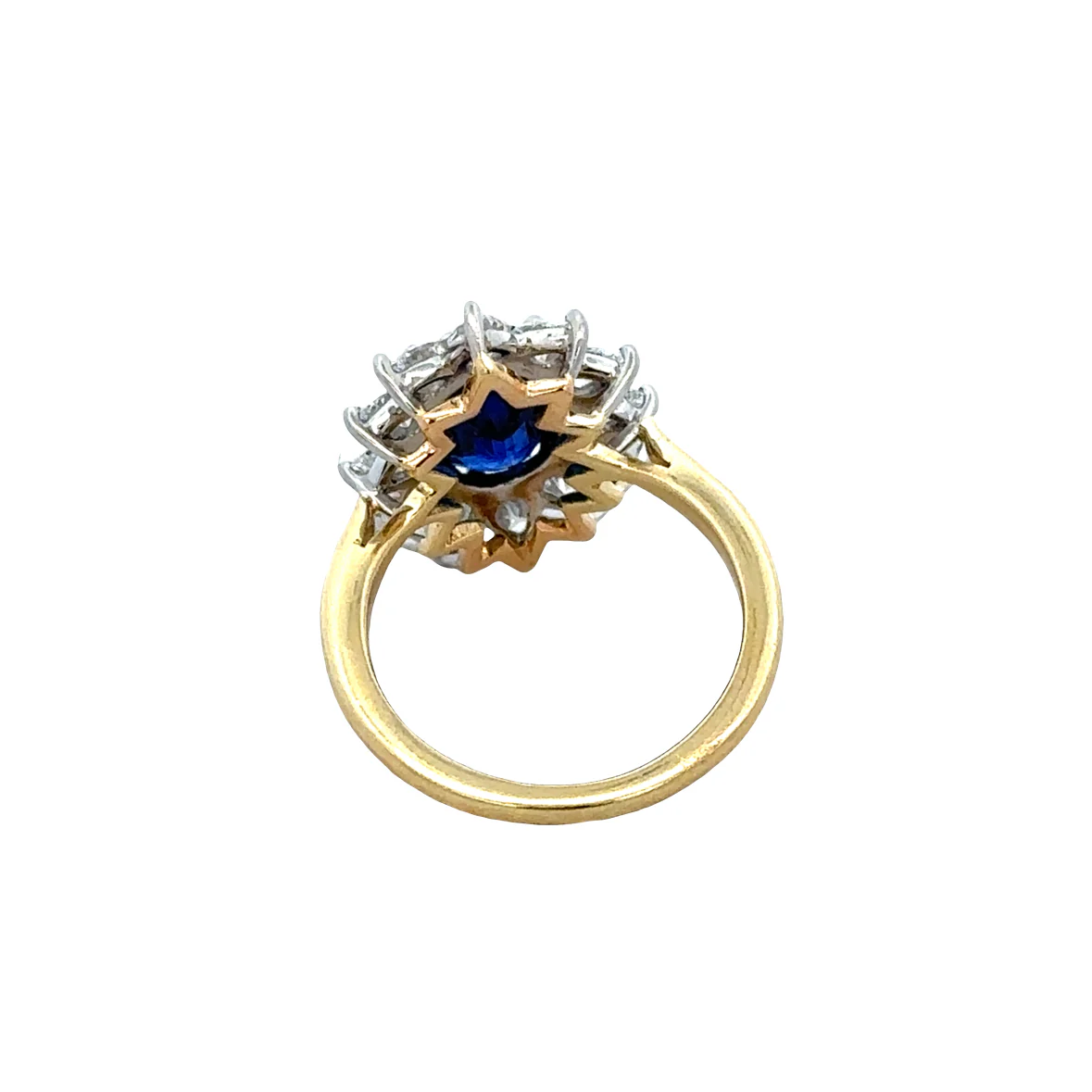 Estate Barnett Robinson Platinum & 18k Yellow Gold Sapphire & Diamond Ring – Size 6 - Image 3