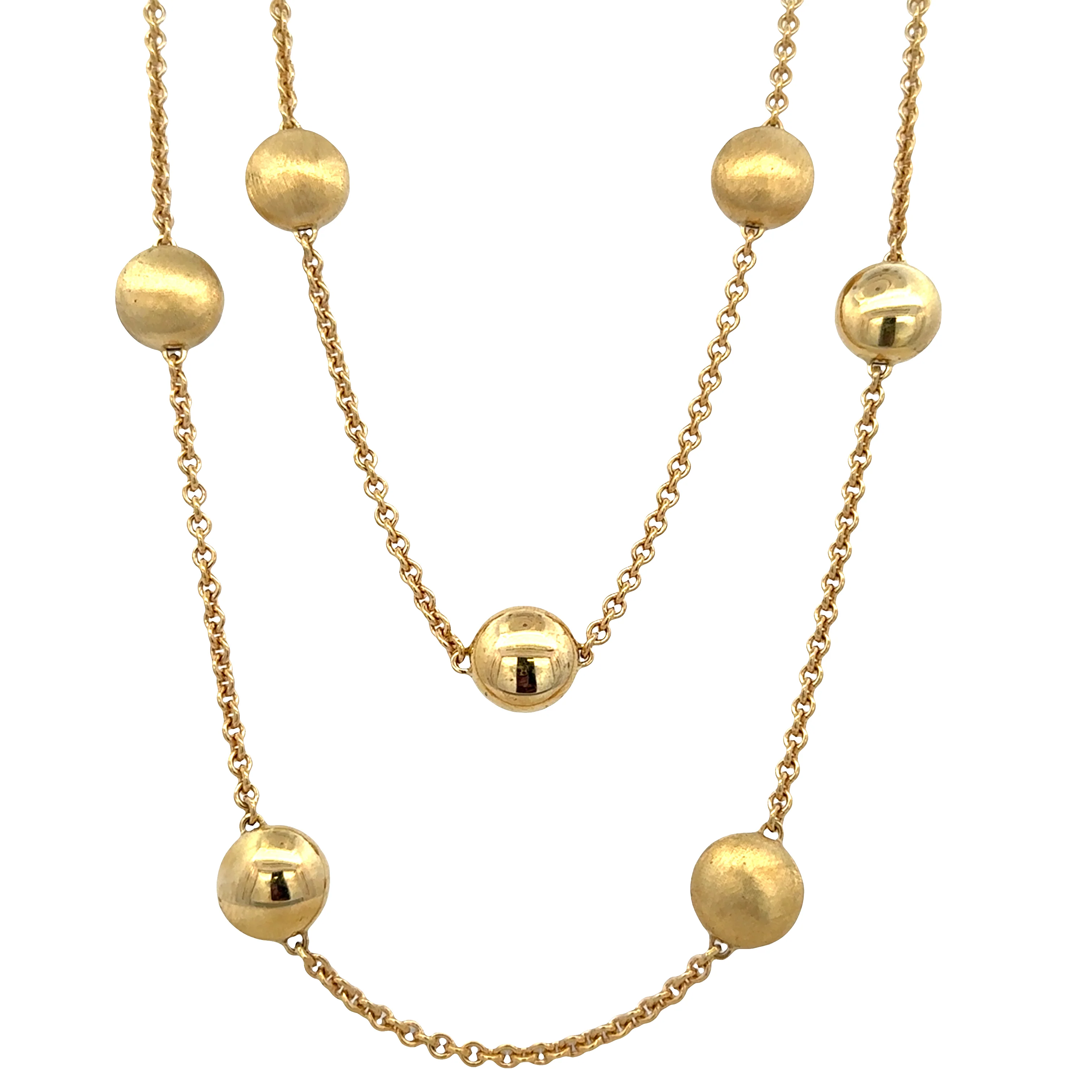 Estate Chimento 18k Yellow Gold Button Motif Necklace – 30" Long