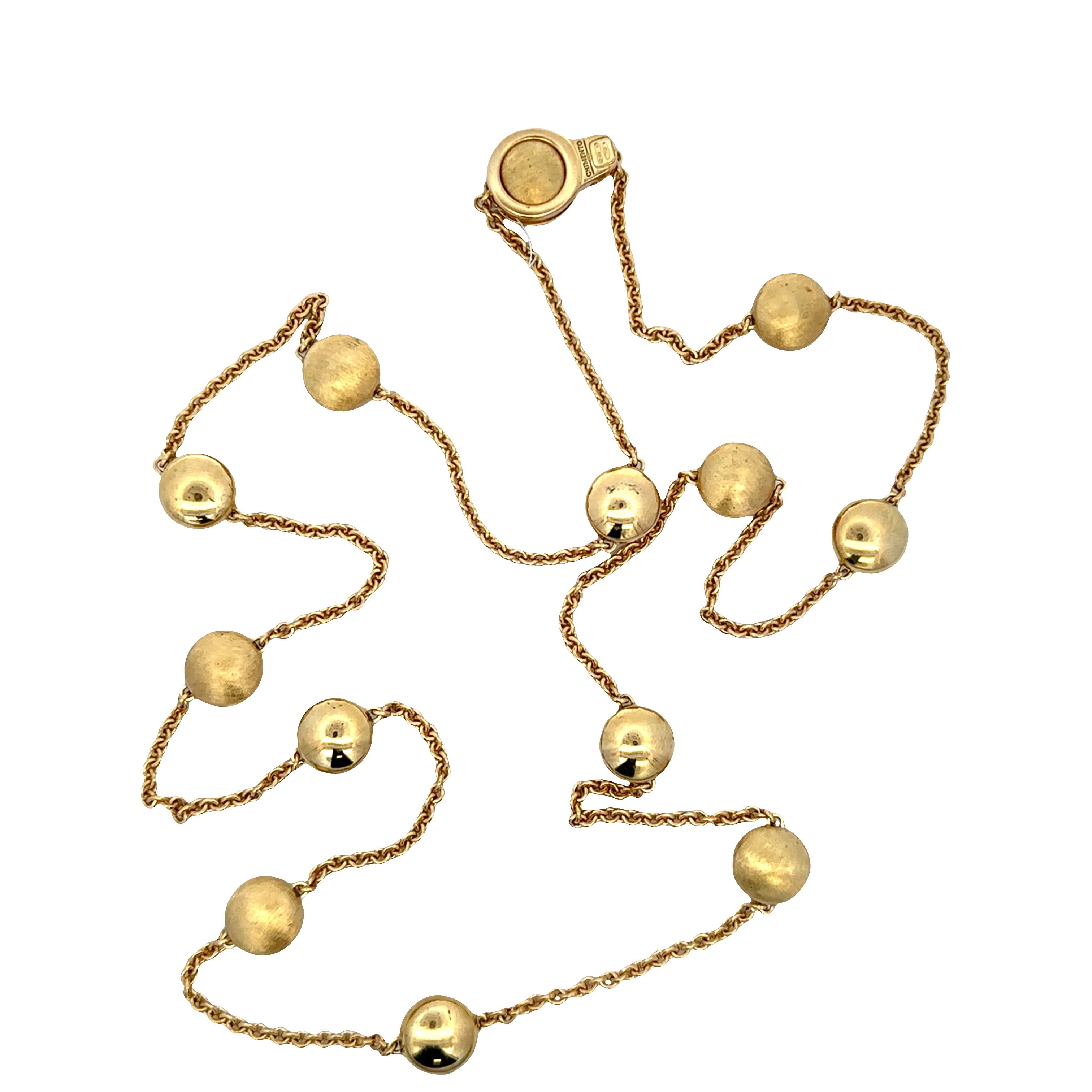 Estate Chimento 18k Yellow Gold Button Motif Necklace – 30" Long - Image 3