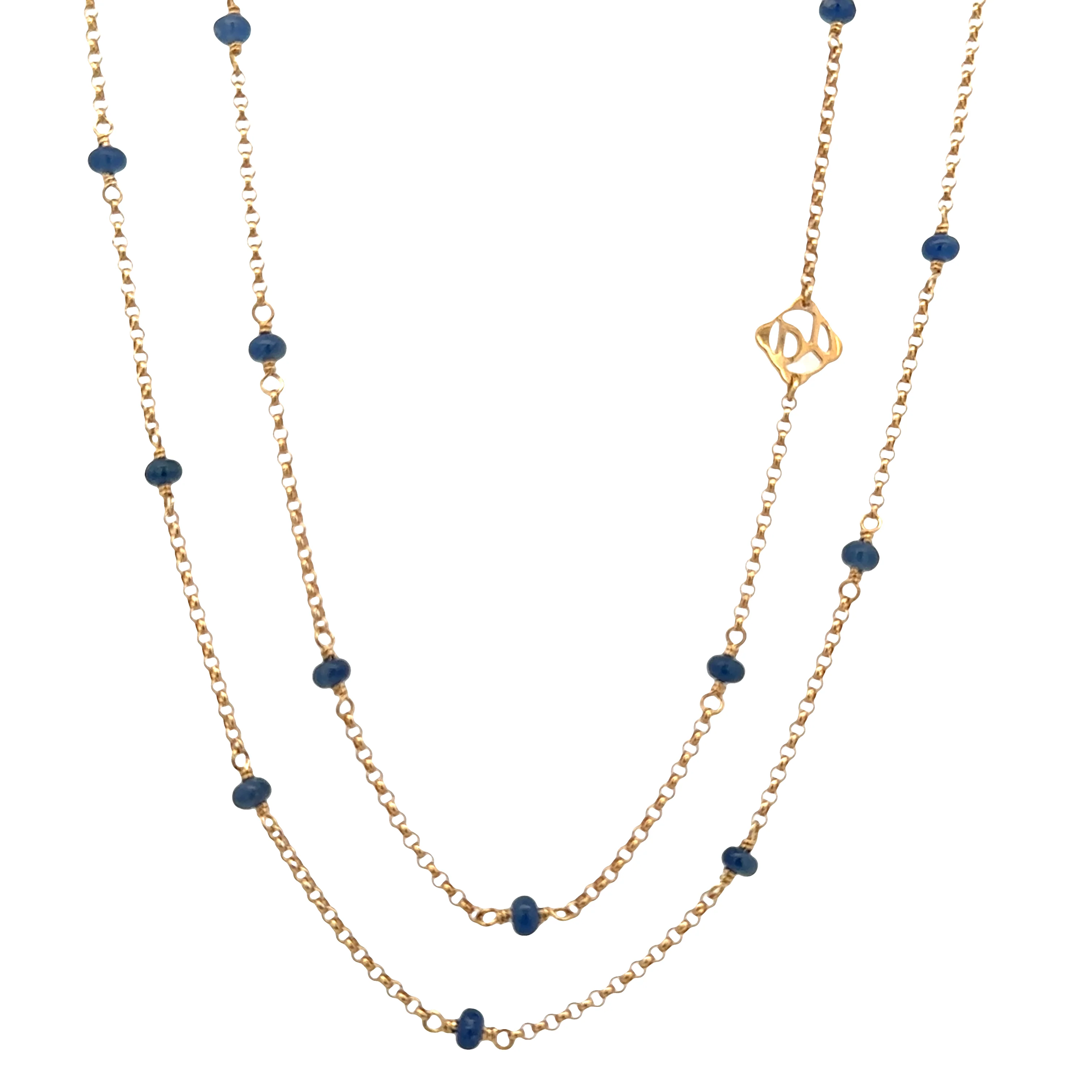 Estate David Yurman 18k Yellow Gold Sapphire Bead Layering Necklace – 36"