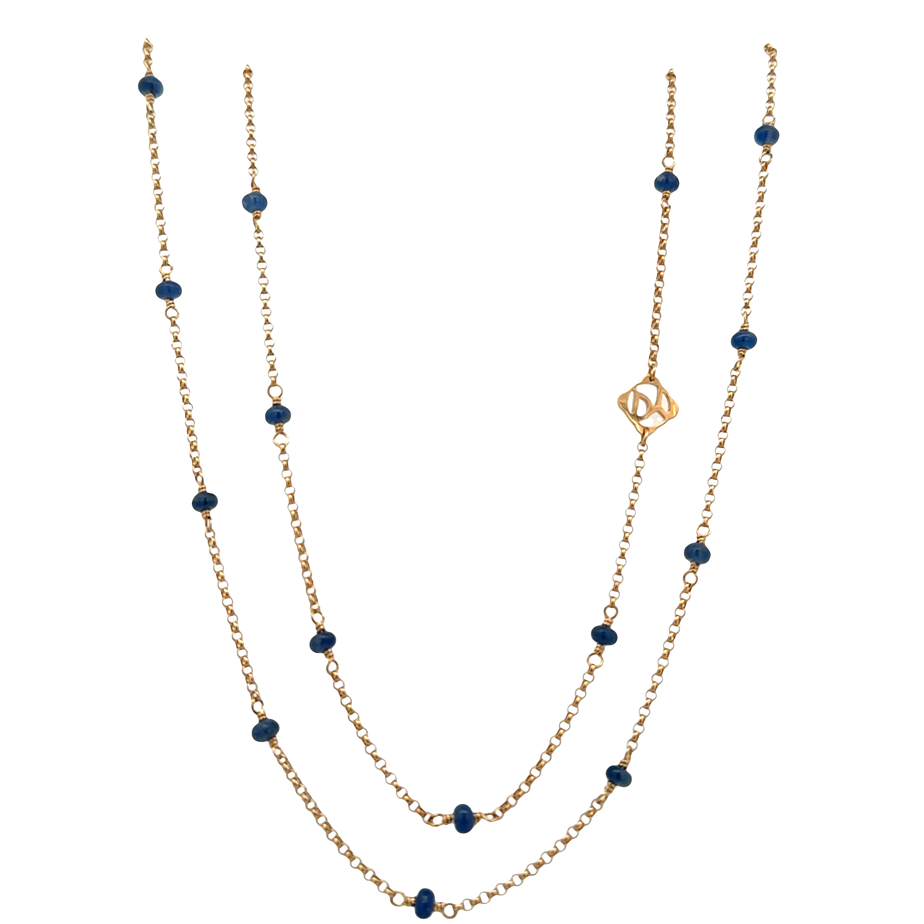 Estate David Yurman 18k Yellow Gold Sapphire Bead Layering Necklace – 36" - Image 2