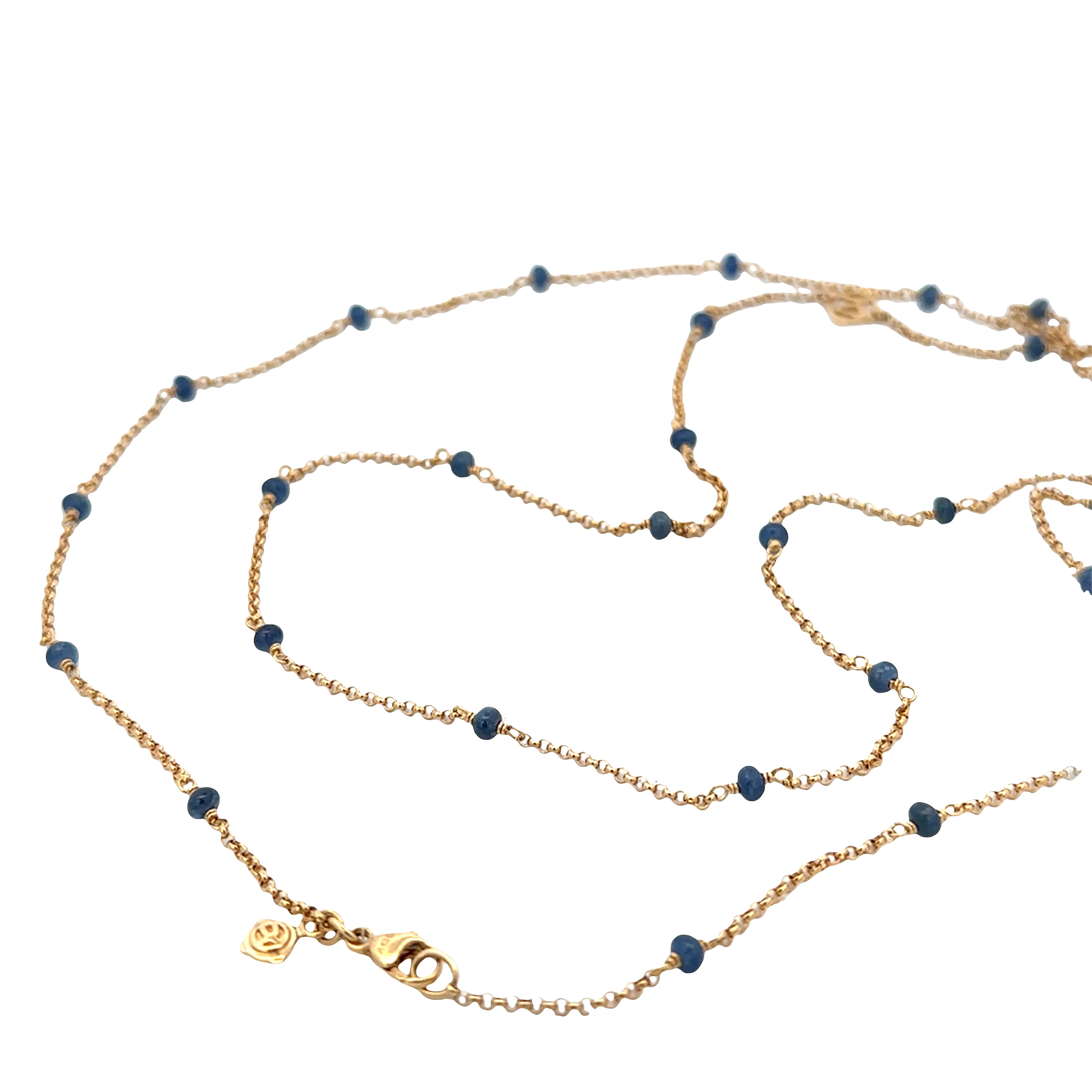 Estate David Yurman 18k Yellow Gold Sapphire Bead Layering Necklace – 36" - Image 3