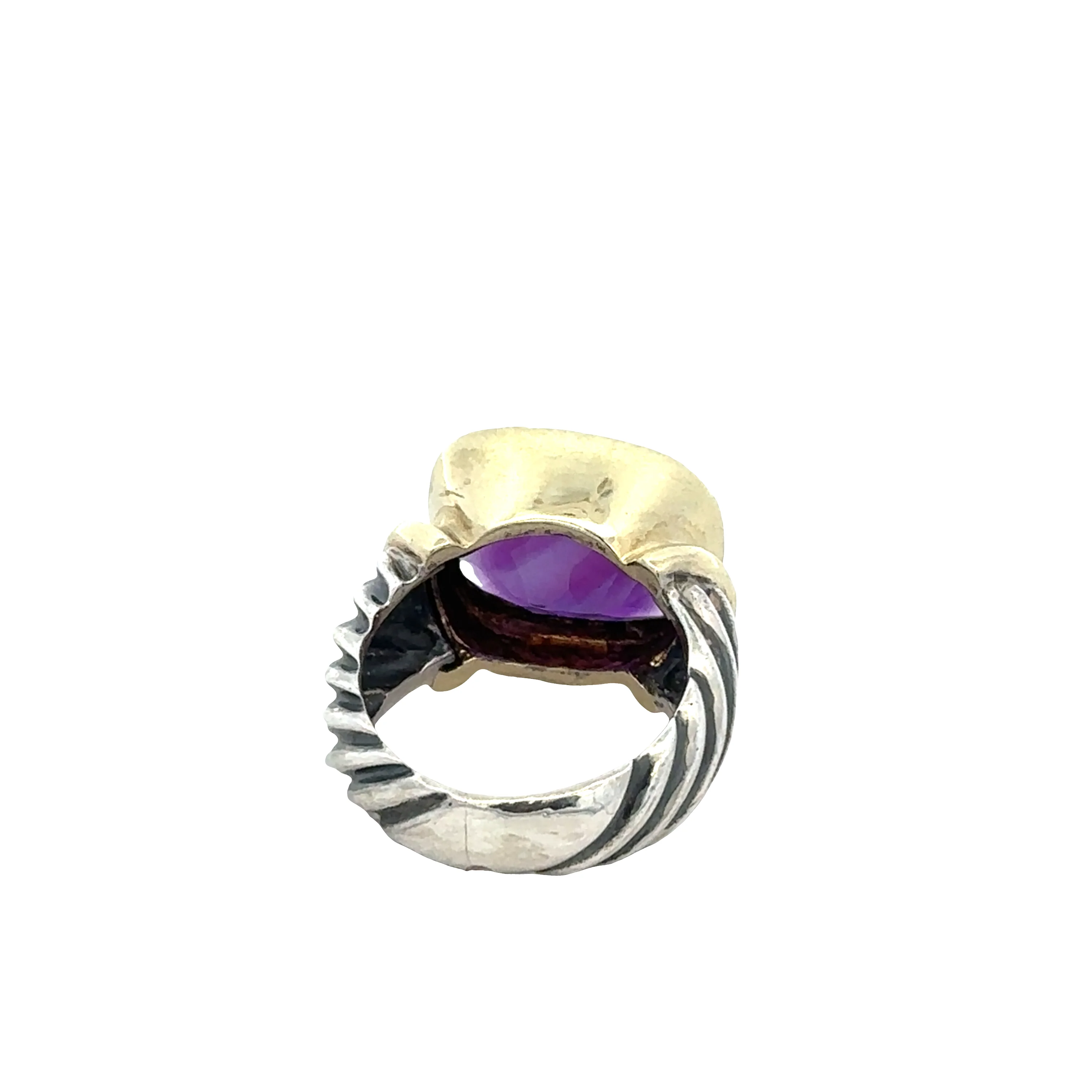 Estate David Yurman Sterling Silver & 14k Yellow Gold Amethyst Ring – Size 5 - Image 3