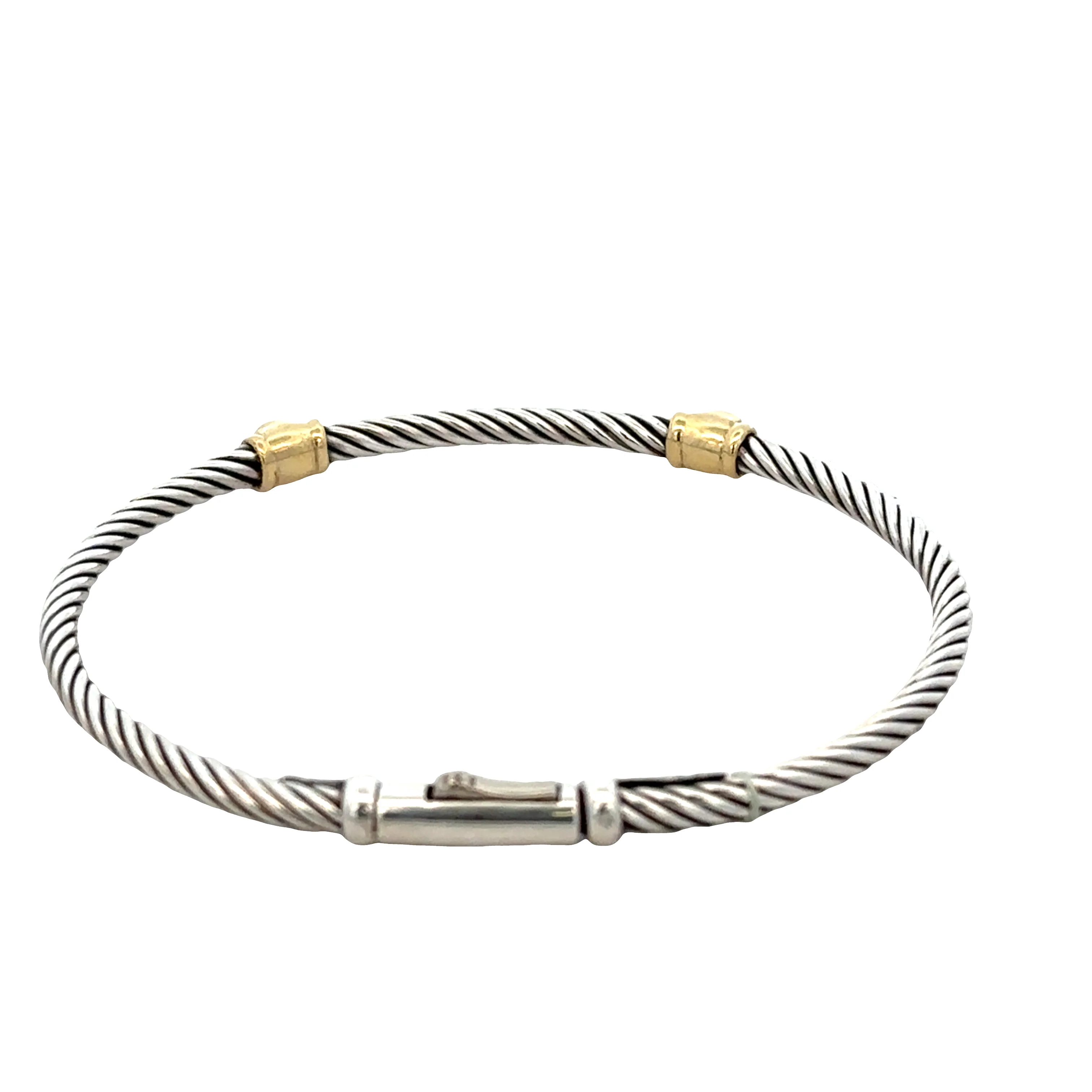 Estate David Yurman Sterling Silver & 18k Yellow Gold Diamond Bracelet - Image 3