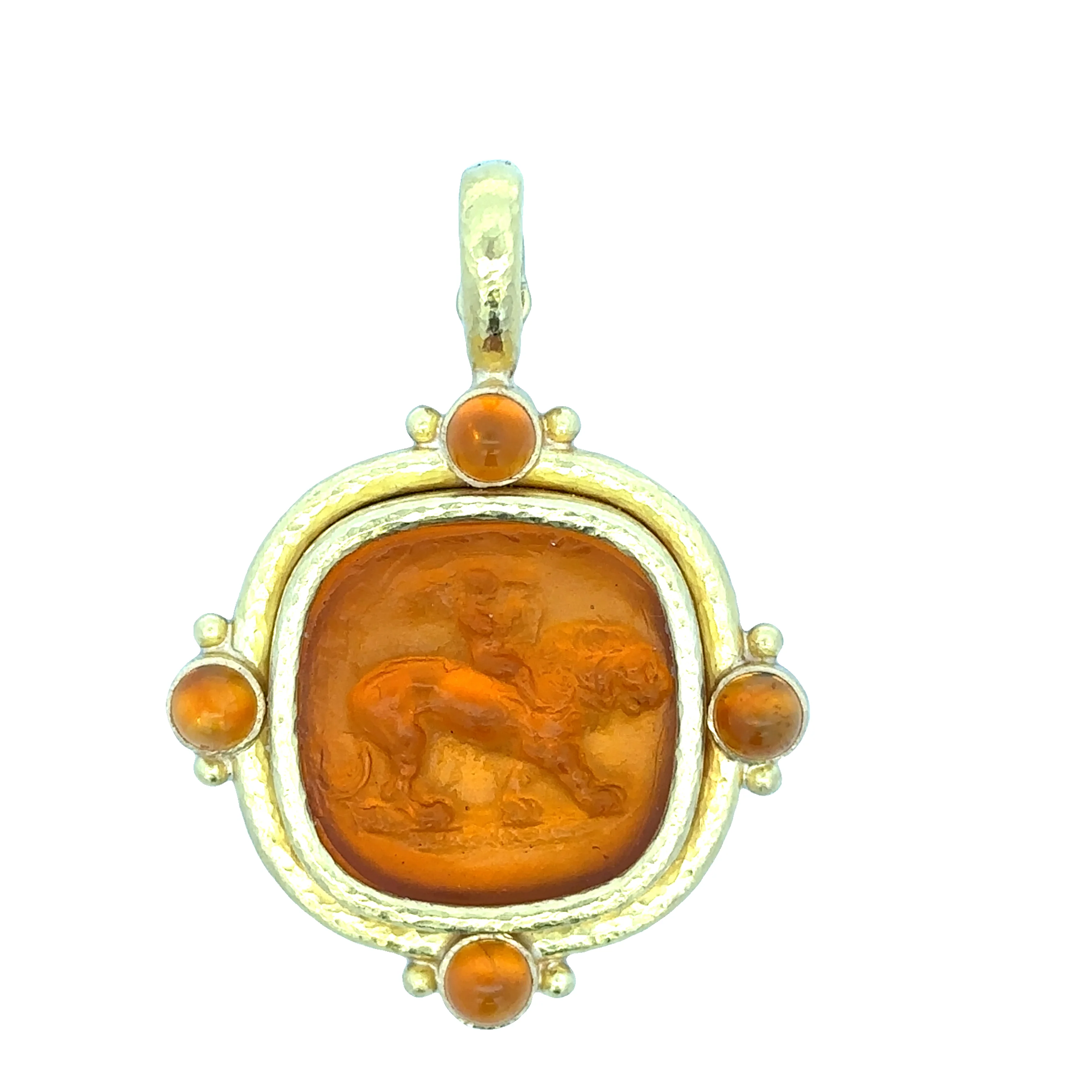 Estate Elizabeth Locke Cupid Lion Pendant in 19K Gold
