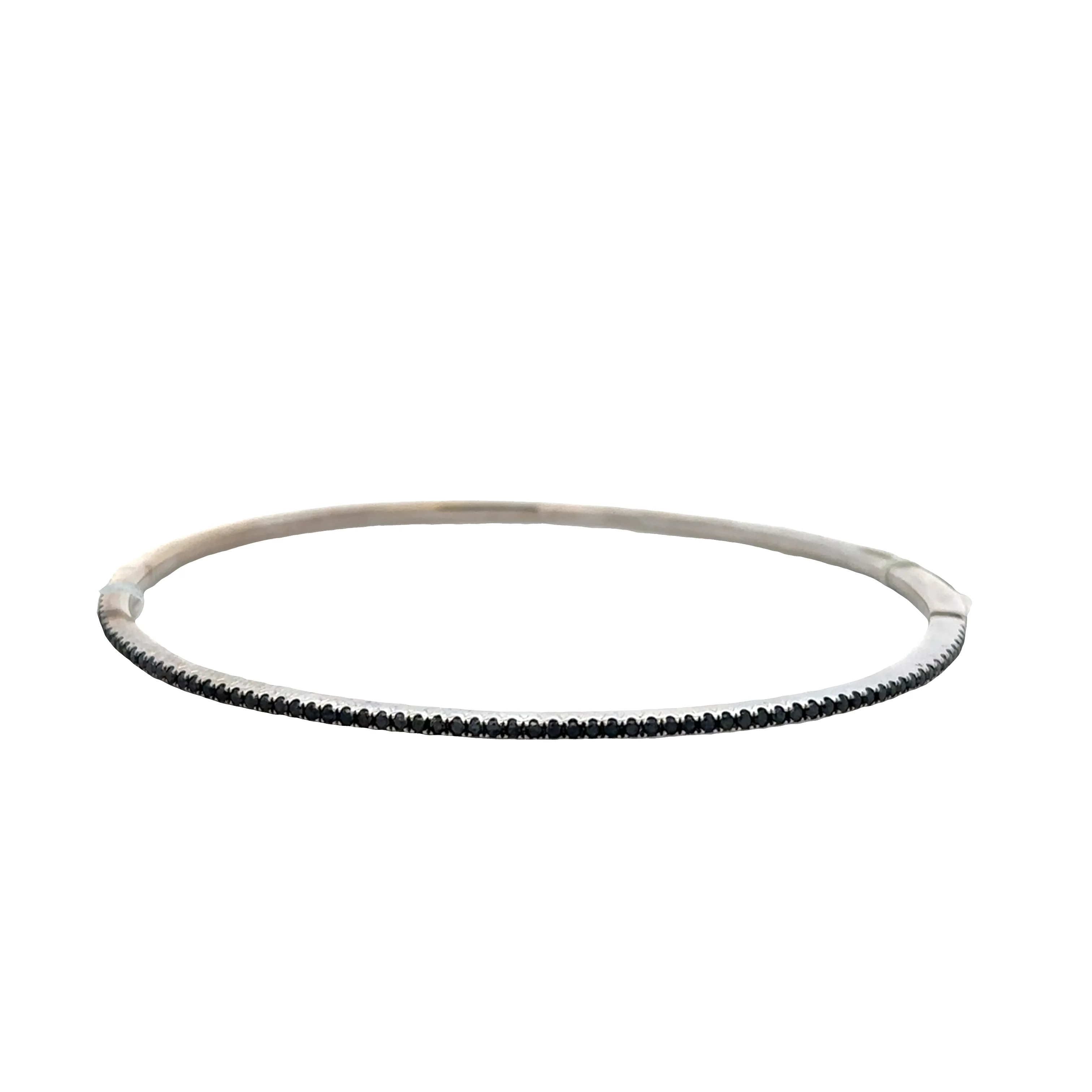 Estate Hidalgo 18k White Gold Black Diamond Bangle – 1.8mm