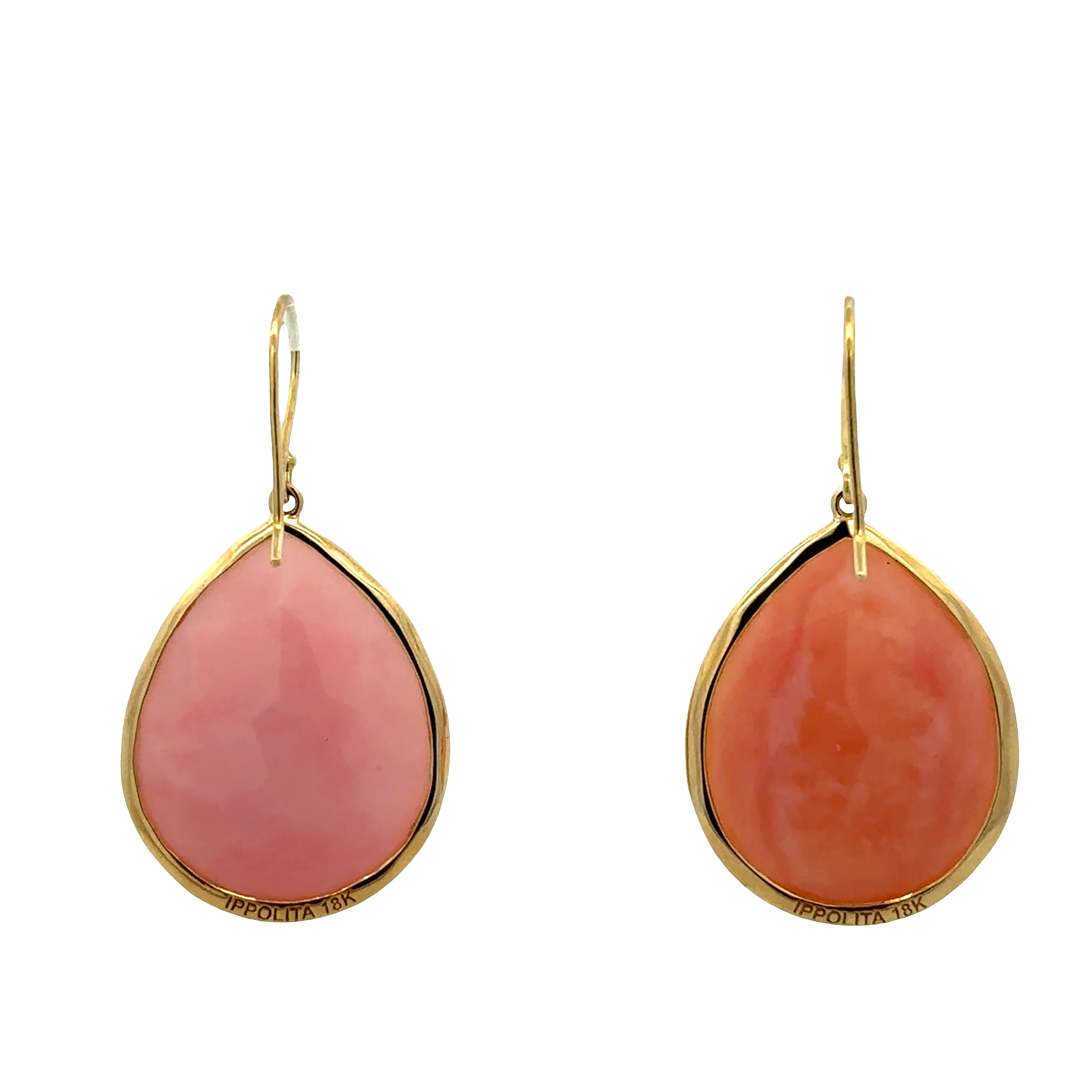 Estate Ippolita 18k Yellow Gold Pink Opal Dangle Earrings - Image 2