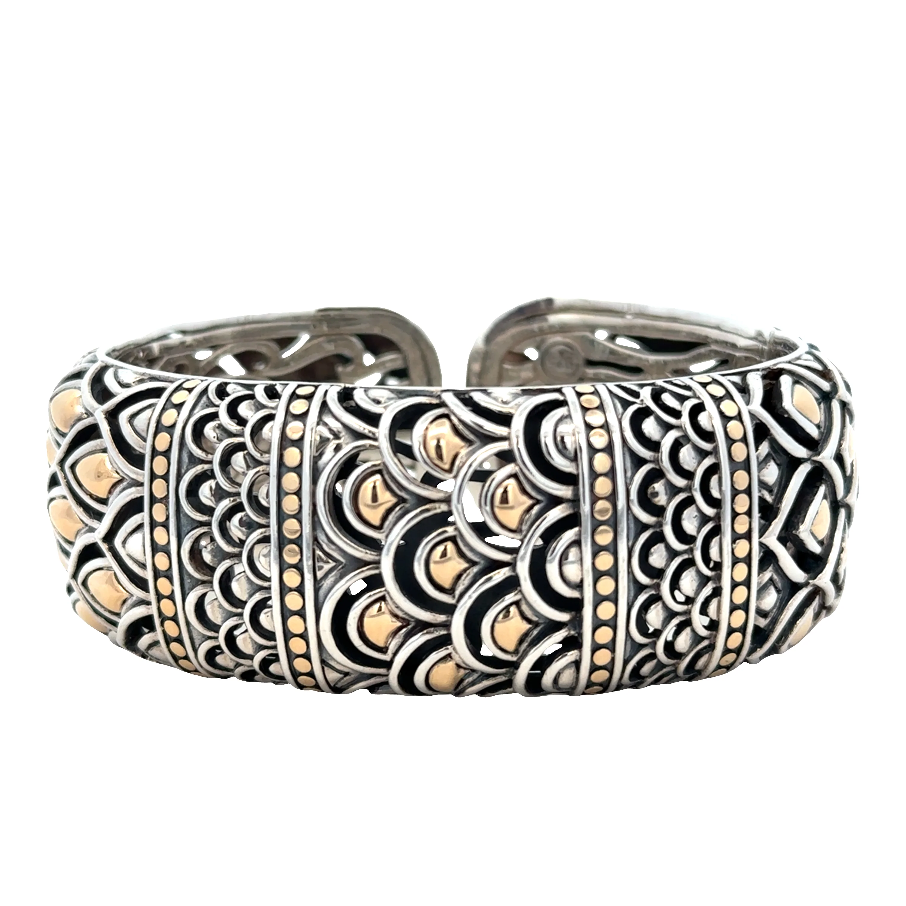 Estate John Hardy Legends Naga Sterling Silver & 18k Yellow Gold Cuff Bracelet