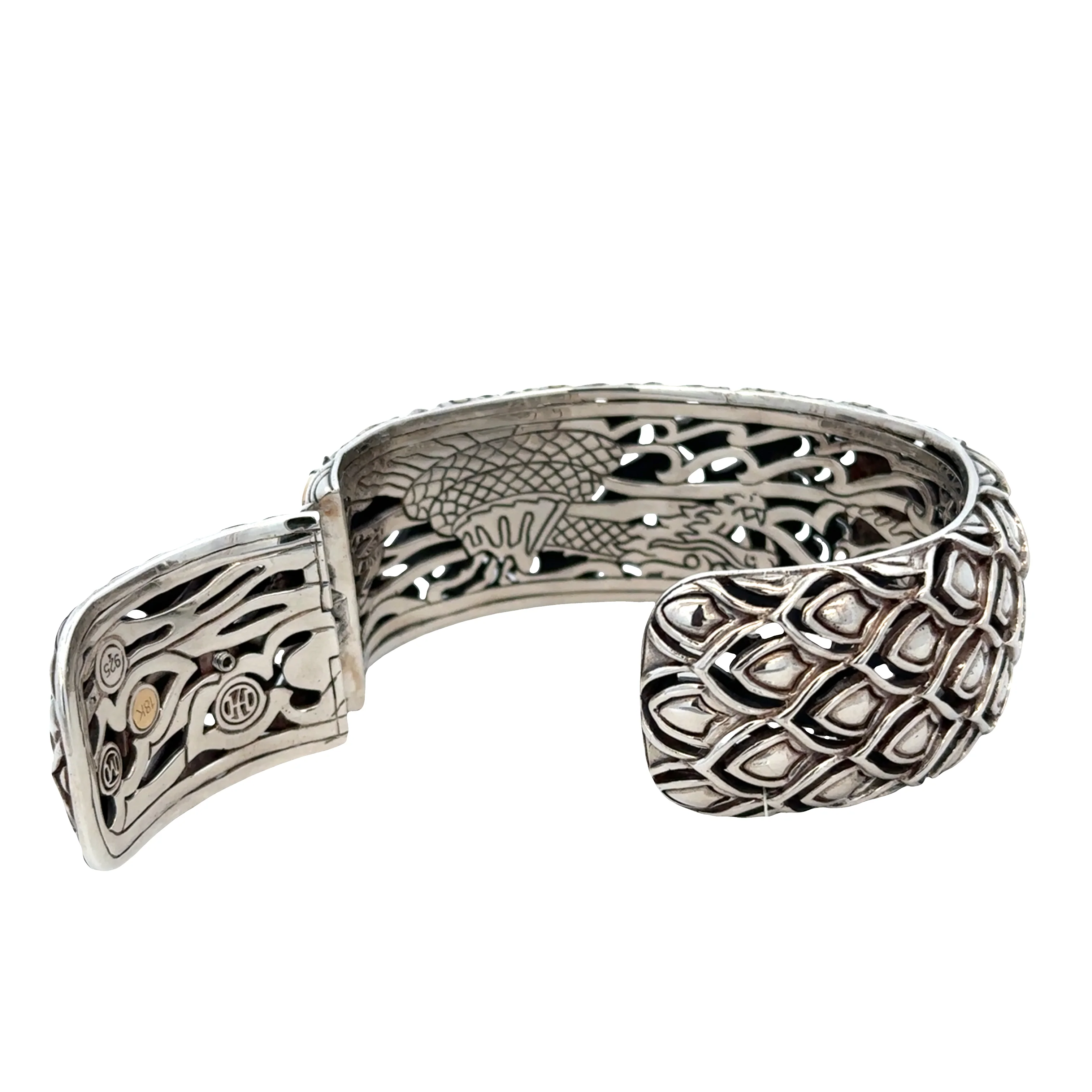 Estate John Hardy Legends Naga Sterling Silver & 18k Yellow Gold Cuff Bracelet - Image 3