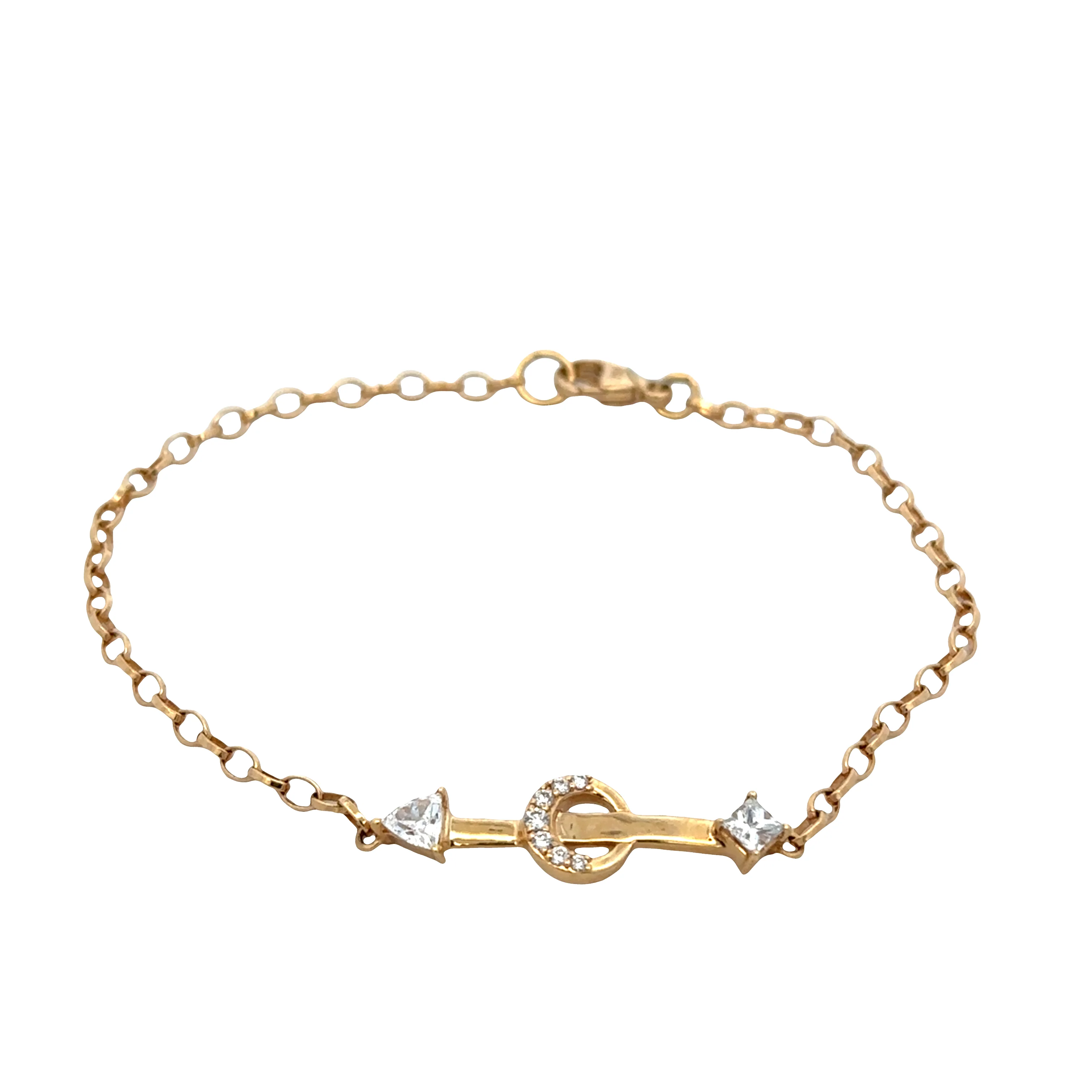 Estate Monica Rich Kosann 18k Yellow Gold “Strength” Arrow Bracelet with 0.37 CTW Diamonds