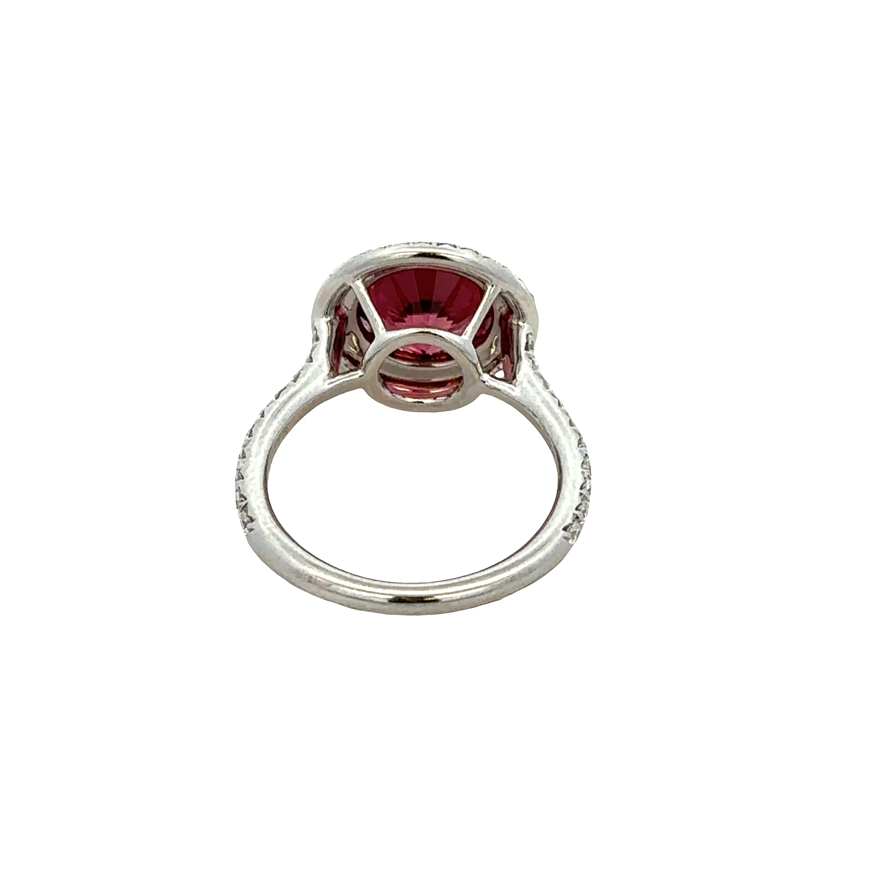Estate Platinum Tiffany & Co. Soleste Ring with 2.0 Ct. Pink Tourmaline and Diamond Double Halo - Image 3