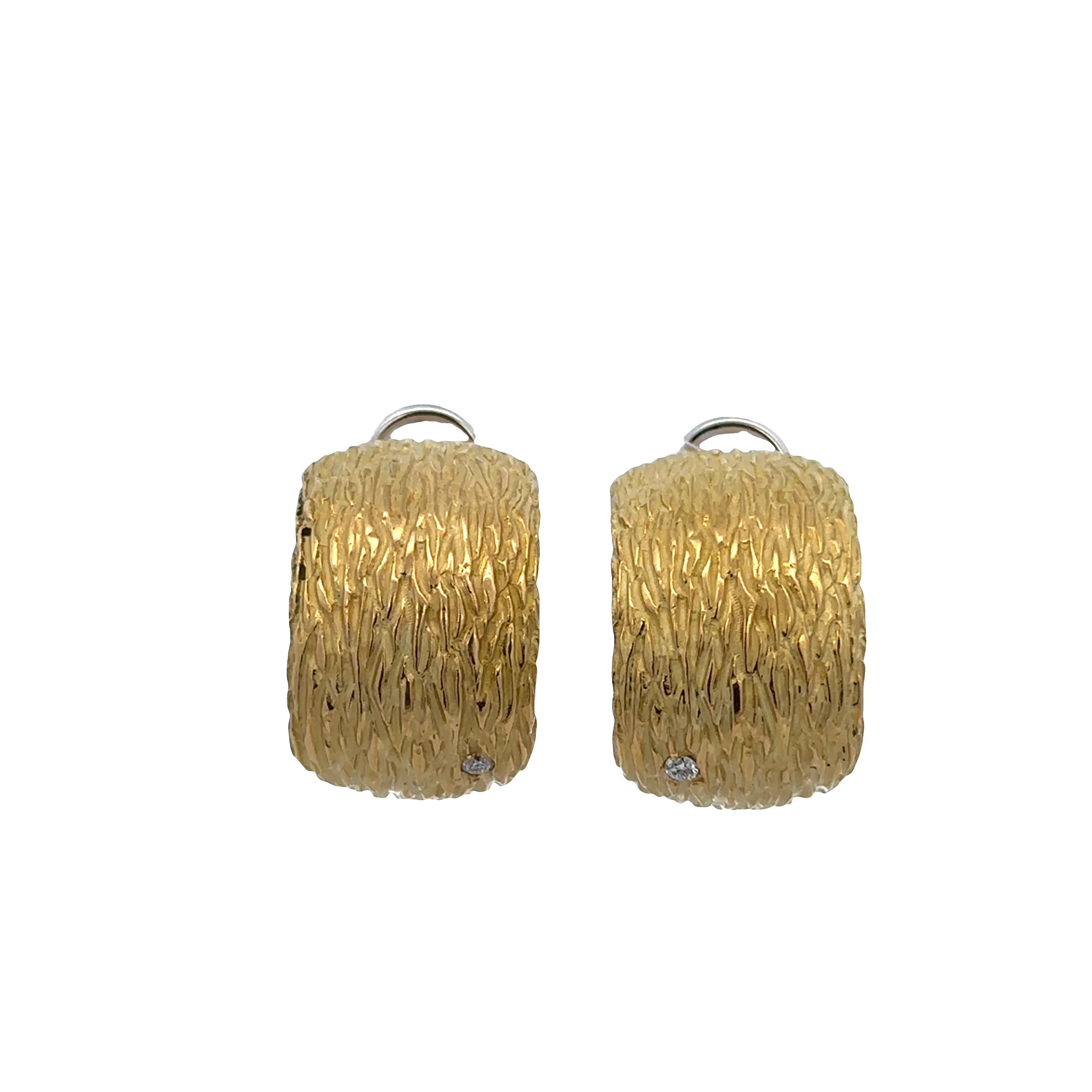 Estate Roberto Coin 18k Yellow Gold Diamond Huggie Earrings – 5/8" Tall
