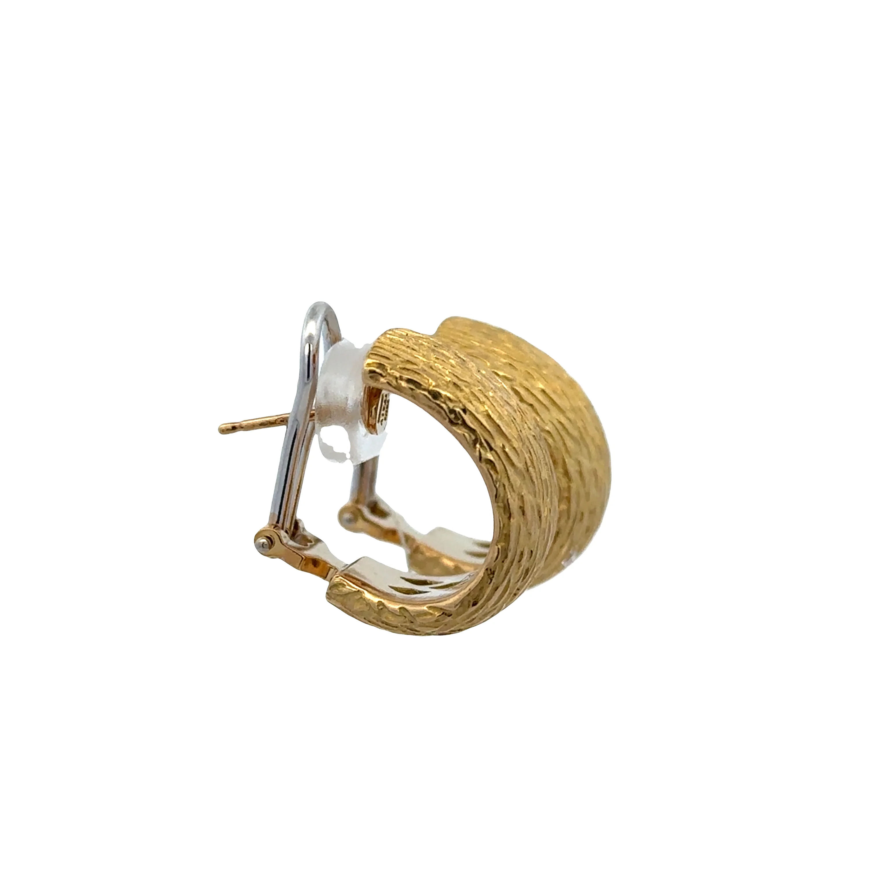 Estate Roberto Coin 18k Yellow Gold Diamond Huggie Earrings – 5/8" Tall - Image 2