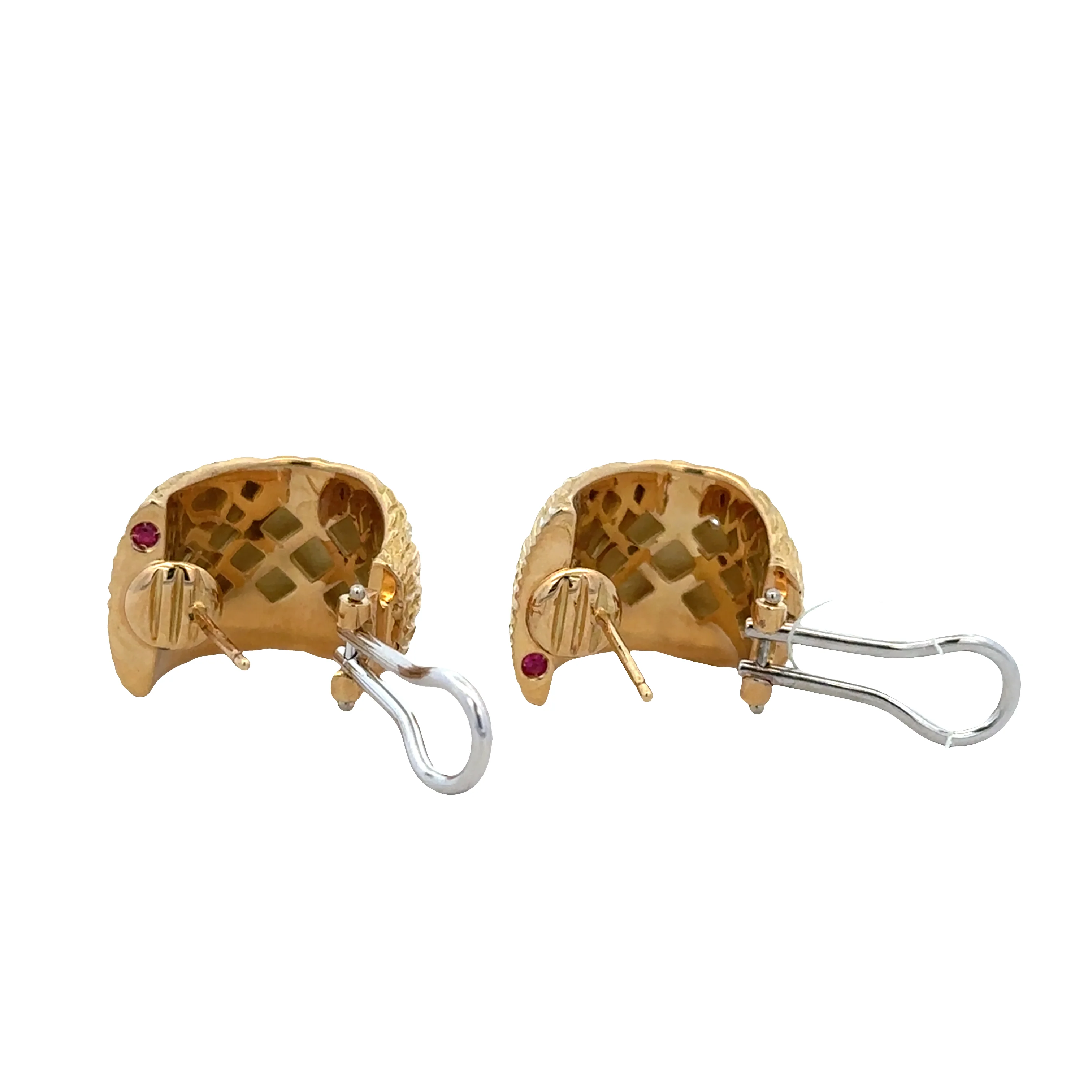 Estate Roberto Coin 18k Yellow Gold Diamond Huggie Earrings – 5/8" Tall - Image 3