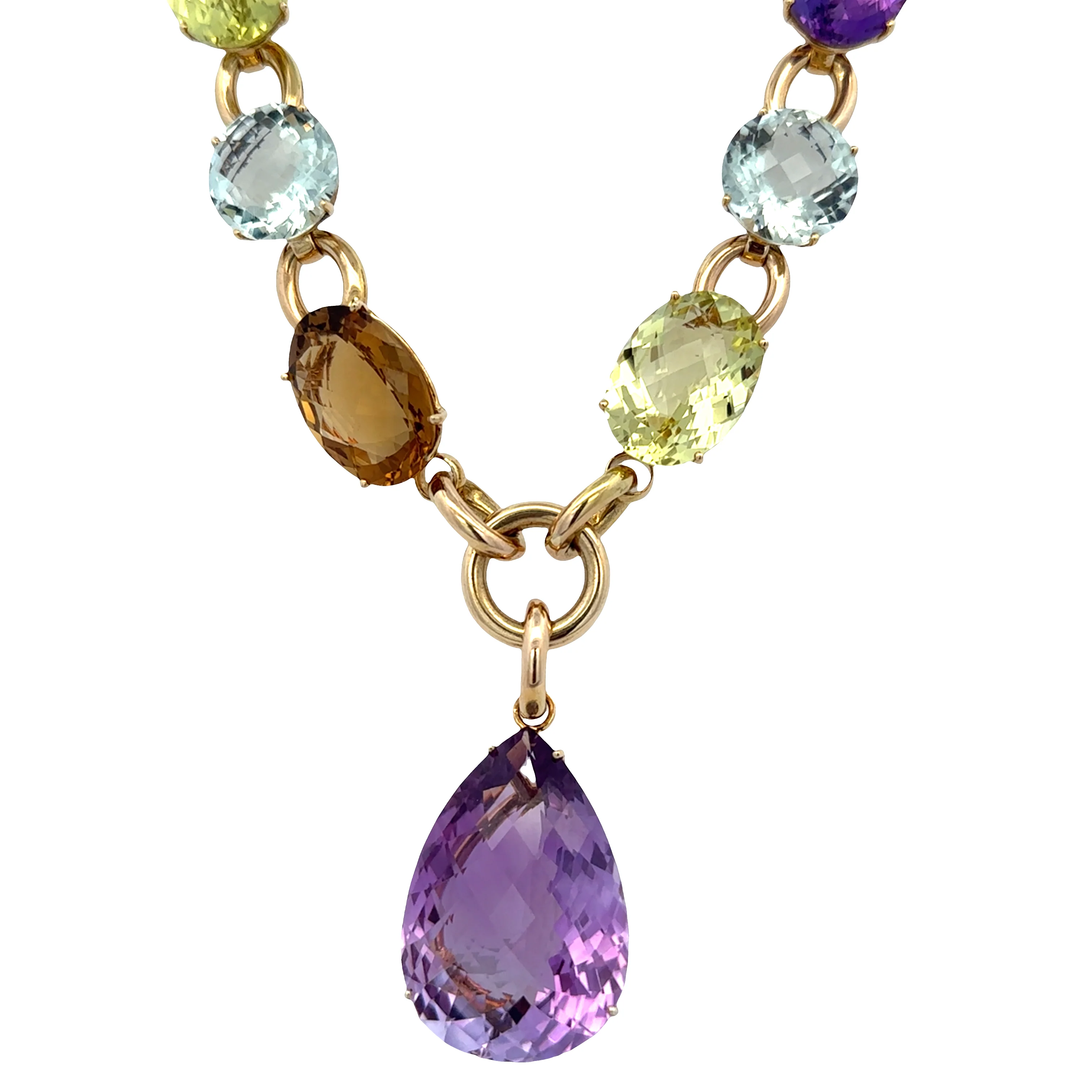 Estate Roberto Coin 18k Yellow Gold Ipanema Multi-Gemstone Statement Necklace – 20"