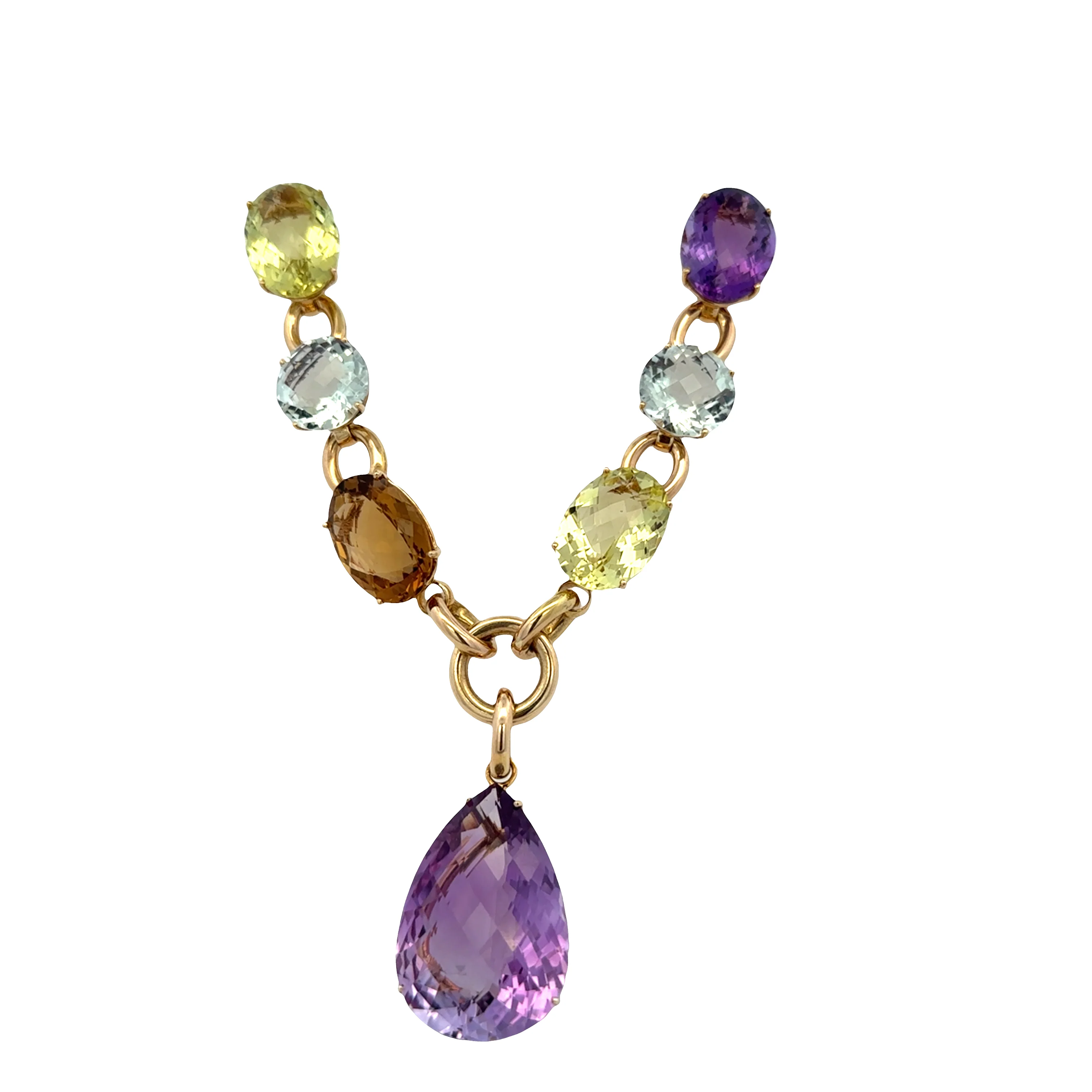 Estate Roberto Coin 18k Yellow Gold Ipanema Multi-Gemstone Statement Necklace – 20" - Image 3
