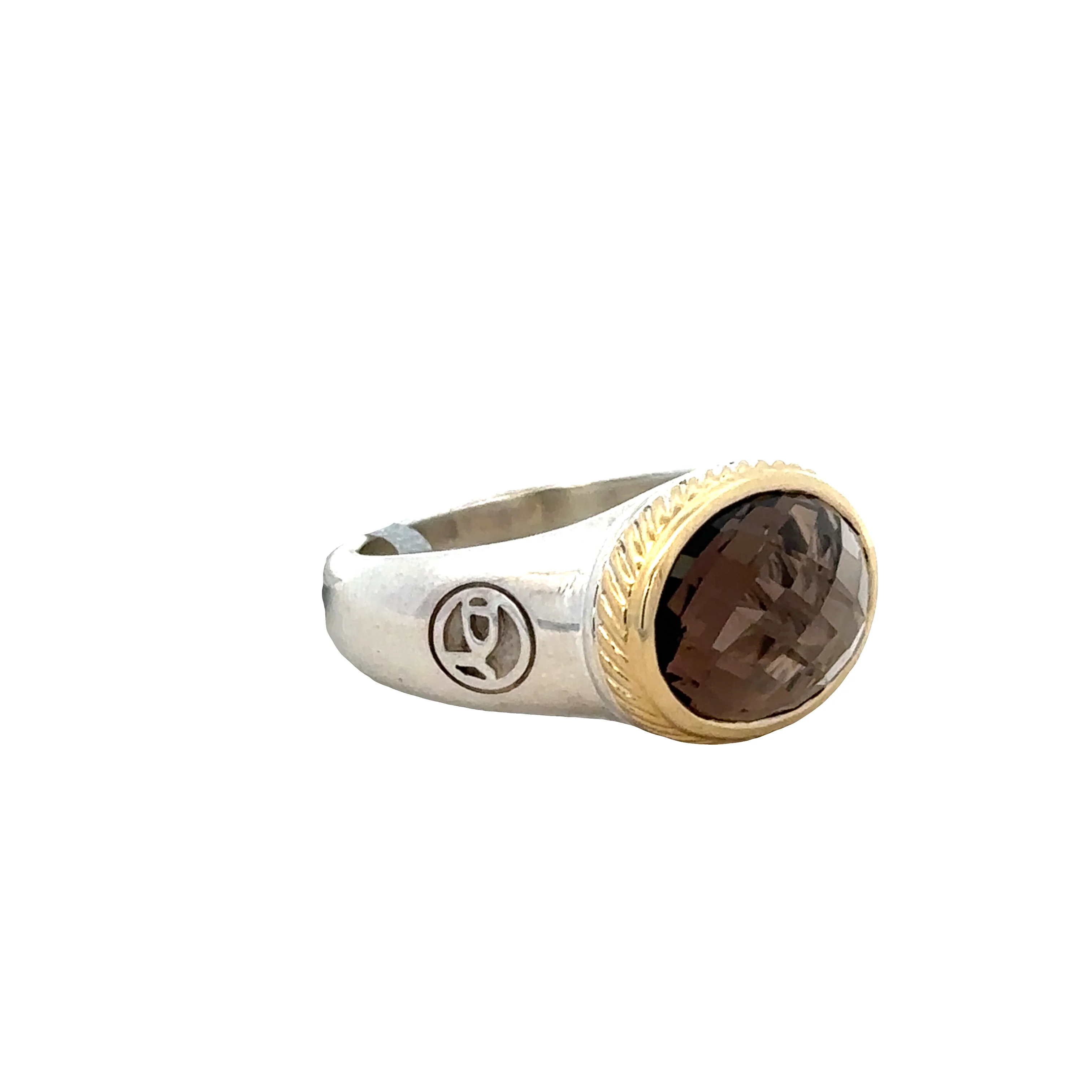 Estate David Yurman Sterling Silver & 18k Yellow Gold Smoky Quartz Ring – Size 6.5 - Image 2