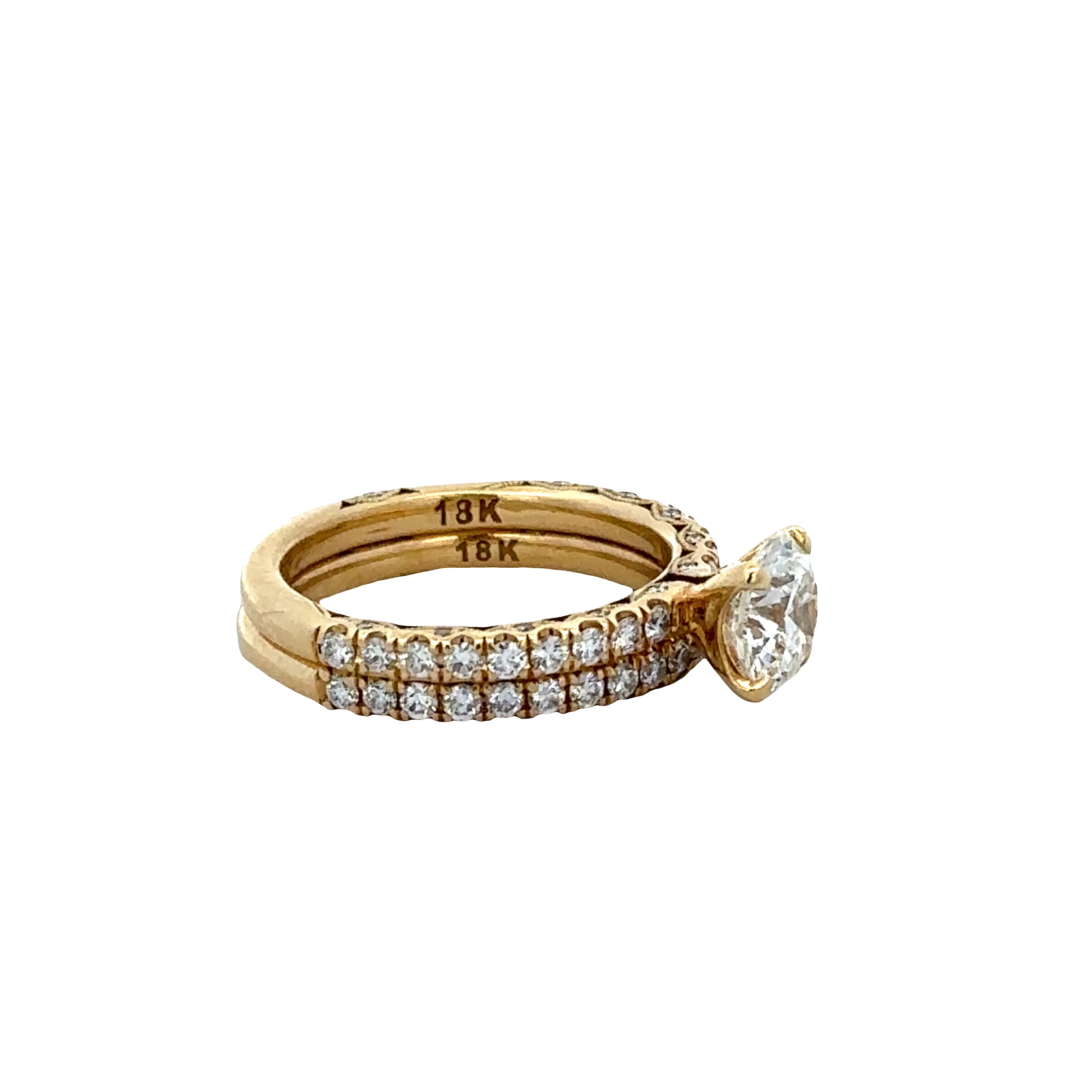 Estate Tacori 18k Yellow Gold Diamond Engagement Ring & Wedding Band Set – Size 5 - Image 2