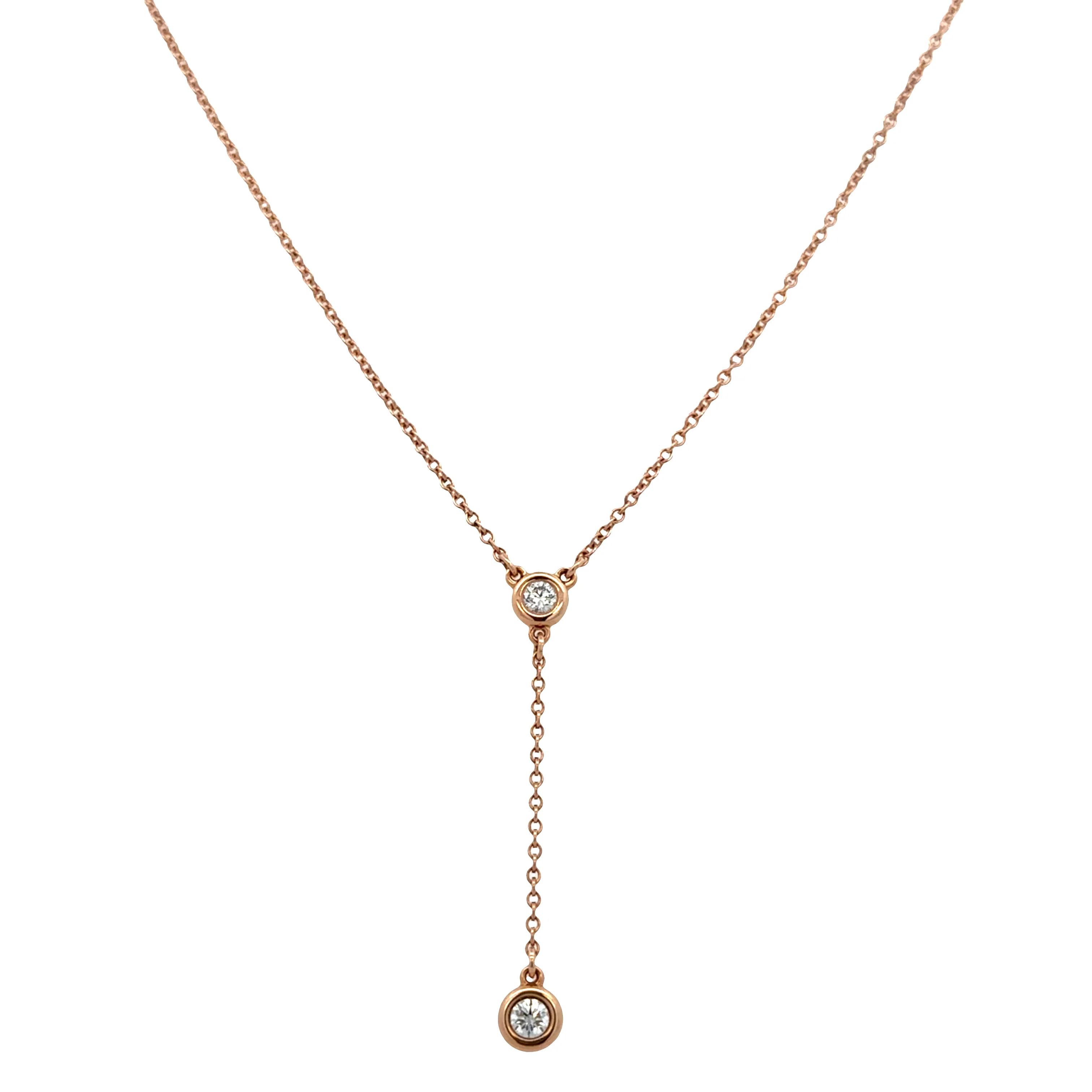 Estate Tiffany & Co. 18k Rose Gold Diamond Y-Style Necklace – 16"
