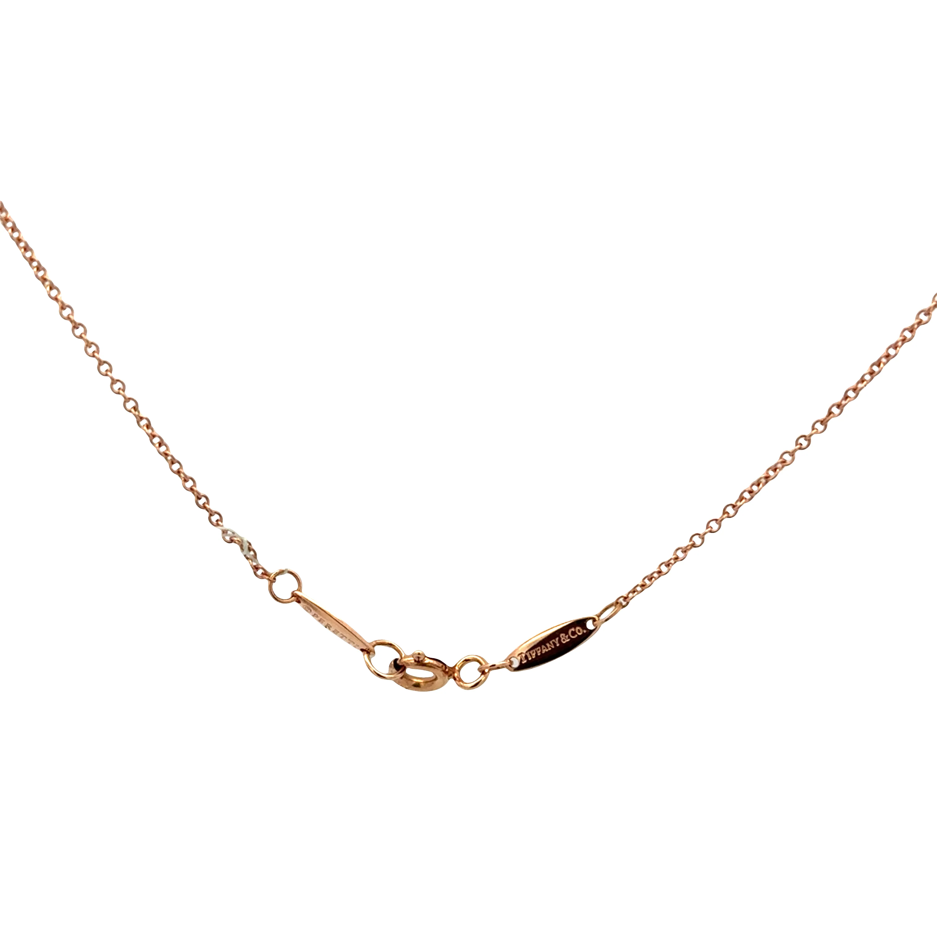 Estate Tiffany & Co. 18k Rose Gold Diamond Y-Style Necklace – 16" - Image 2