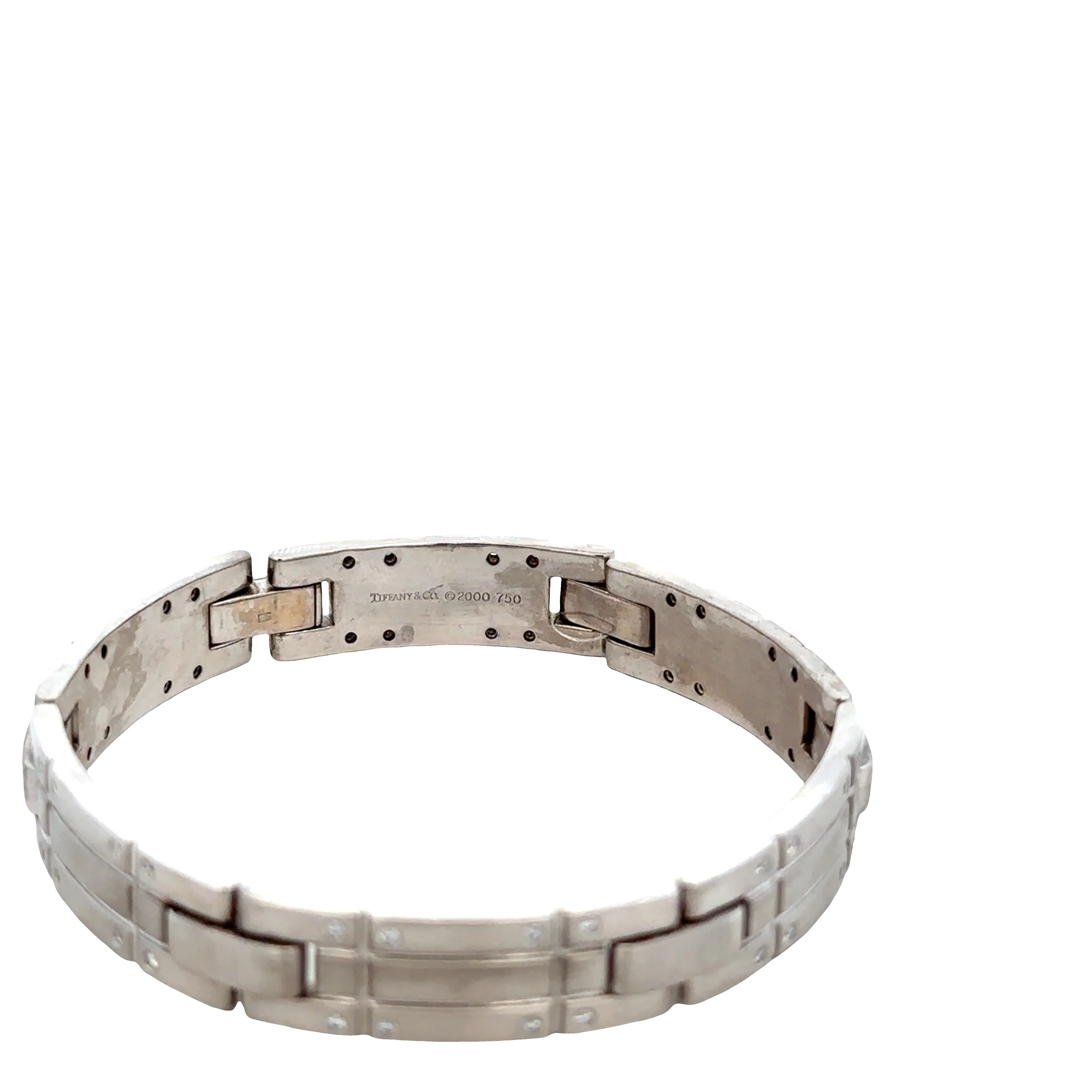 Estate Tiffany & Co. 18k White Gold Diamond Panel Link Bracelet - Image 3