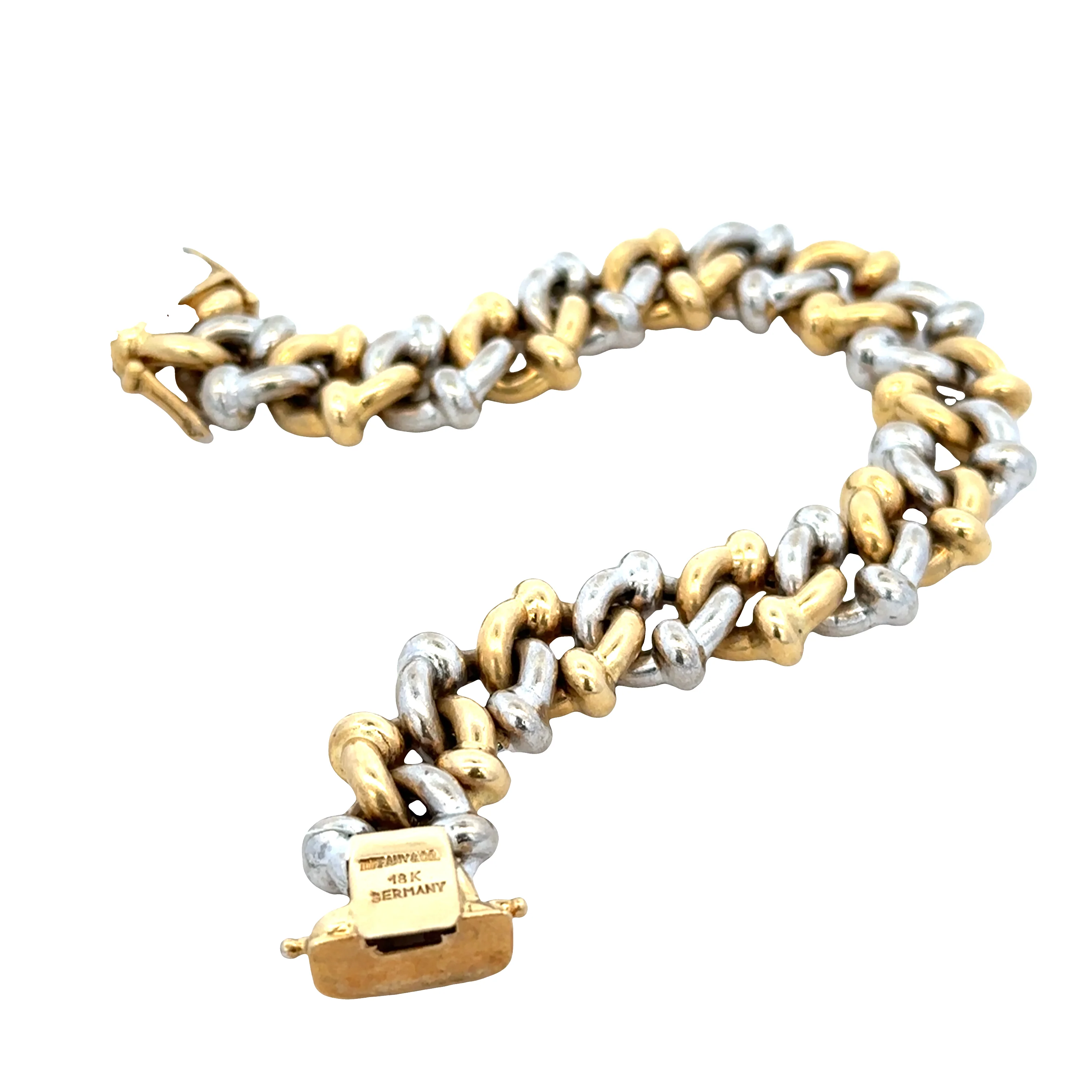 Estate Tiffany & Co. 18k Yellow and White Gold Curb Link Bracelet — 7.75" Long - Image 3