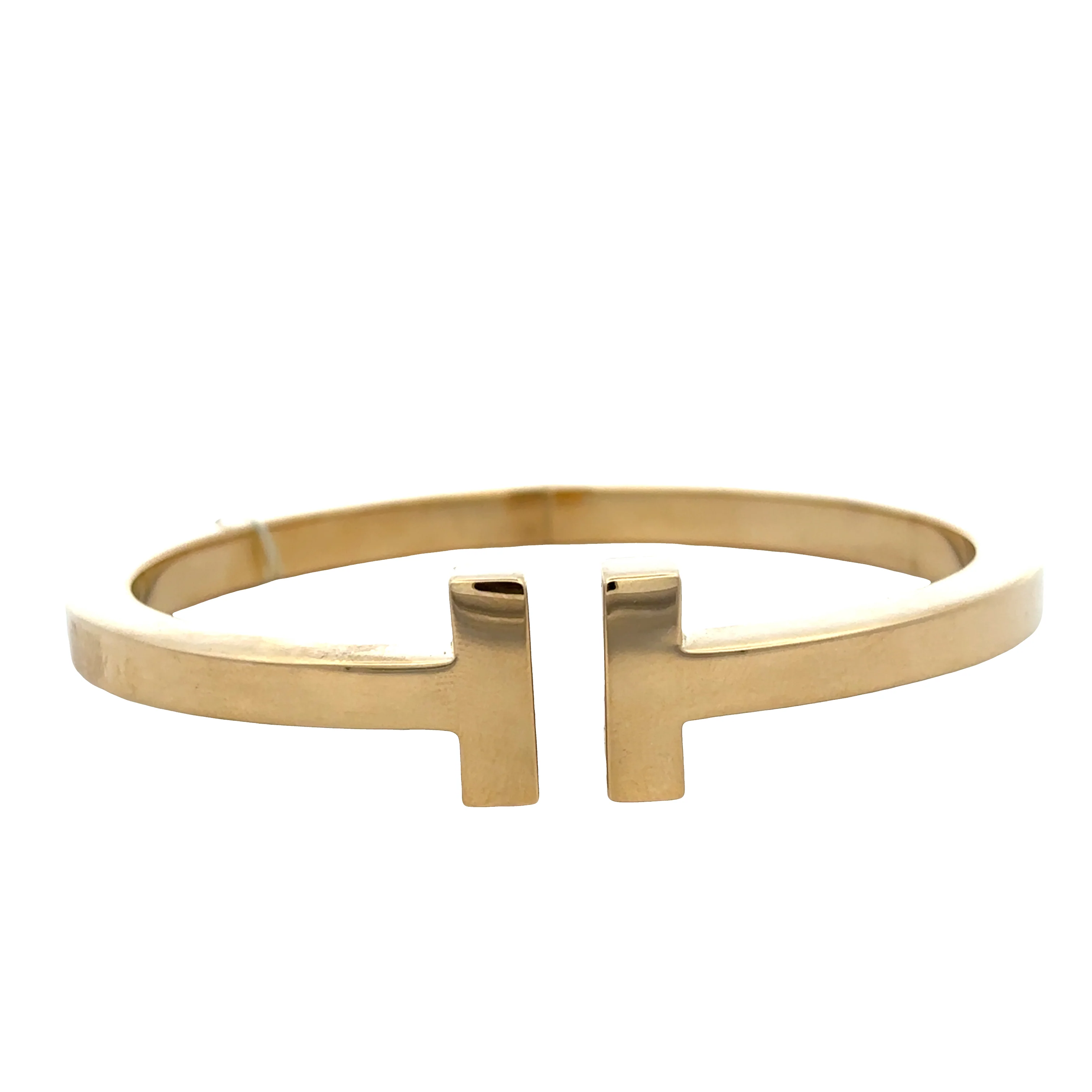 Estate Tiffany & Co. 18k Yellow Gold “T” Hinged Cuff Bracelet – 7"