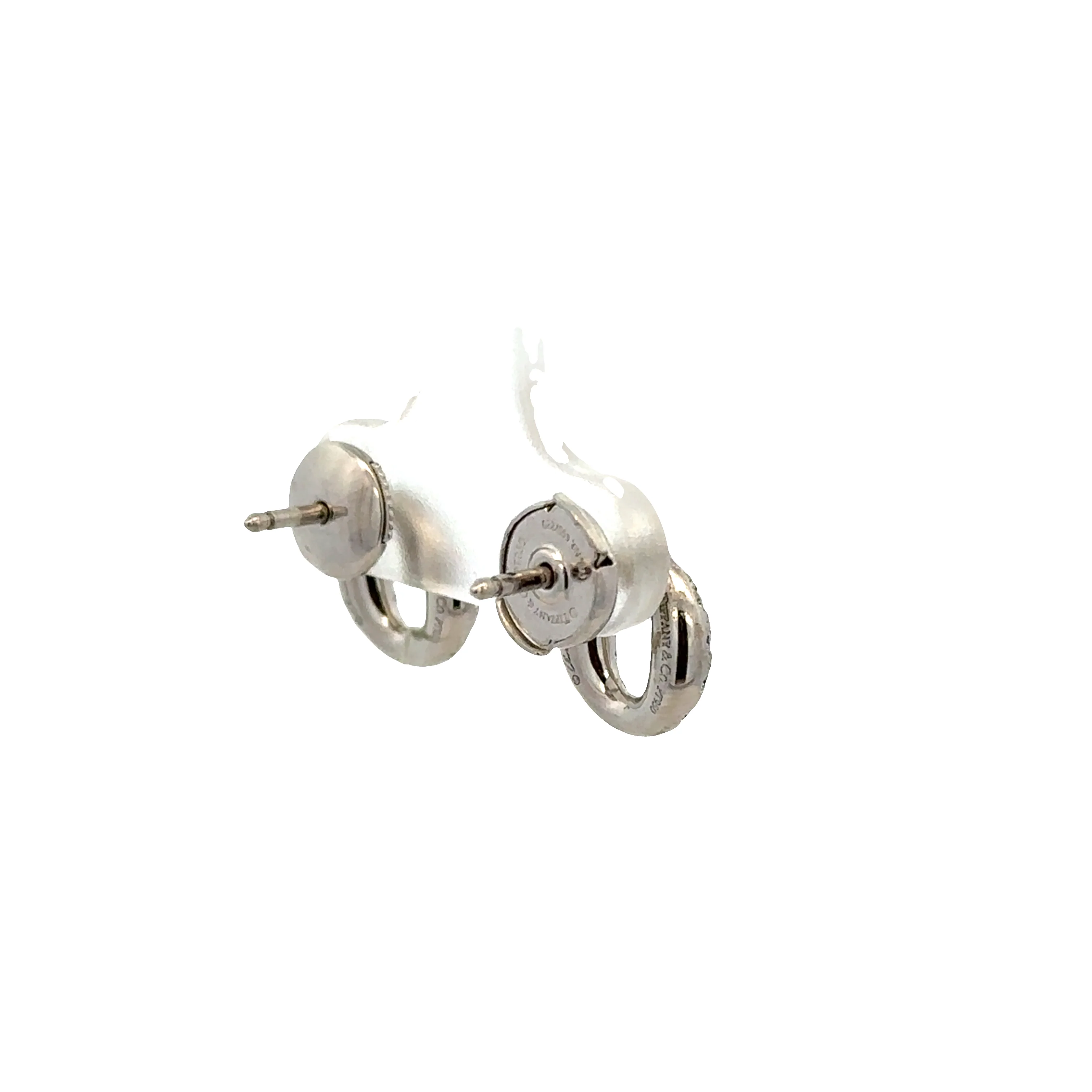 Estate Tiffany & Co. Pavé Set Diamond Circle Earrings in Platinum - Image 2