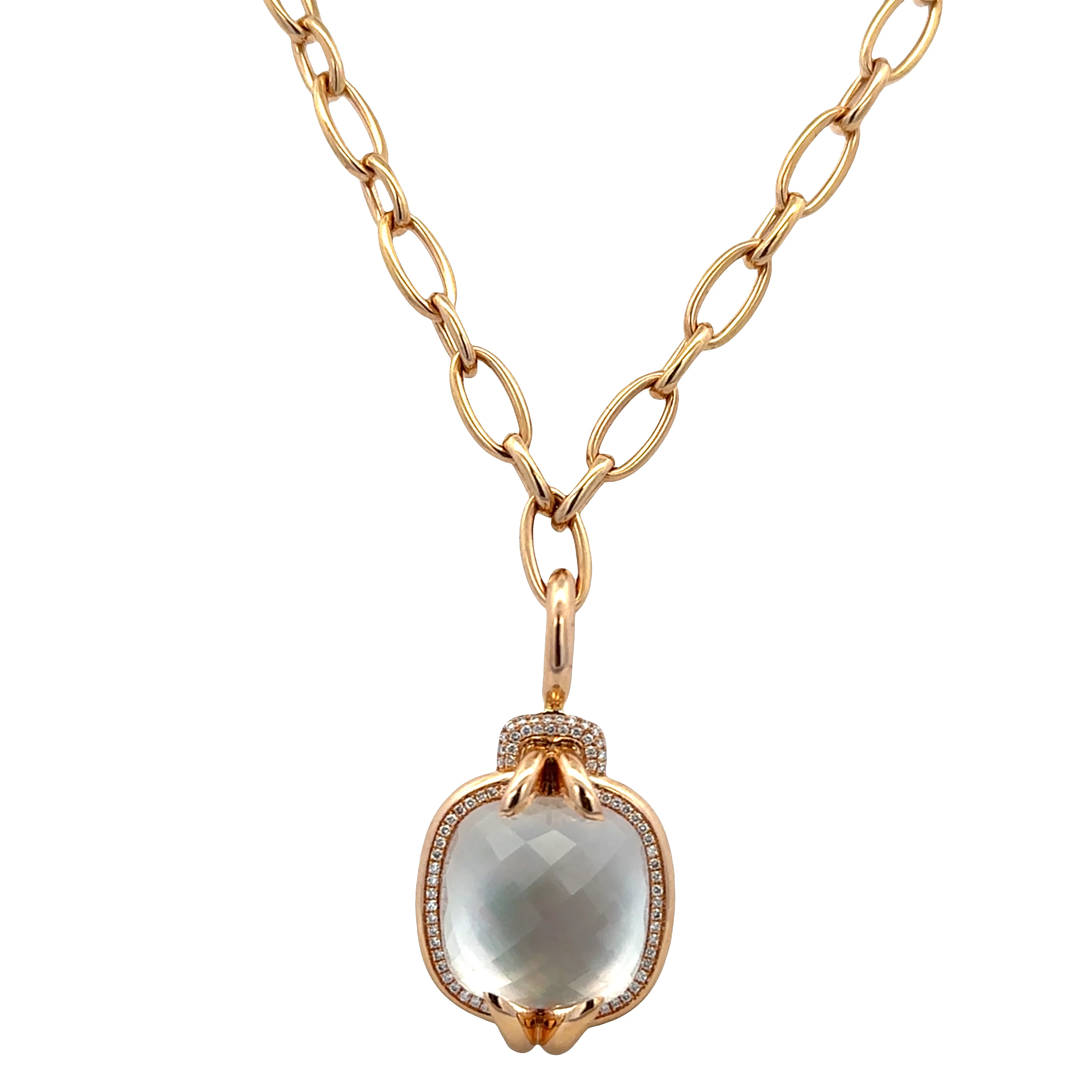 Estate Tirisi 18k Rose Gold White Topaz & Diamond Statement Necklace – 28" - Image 3