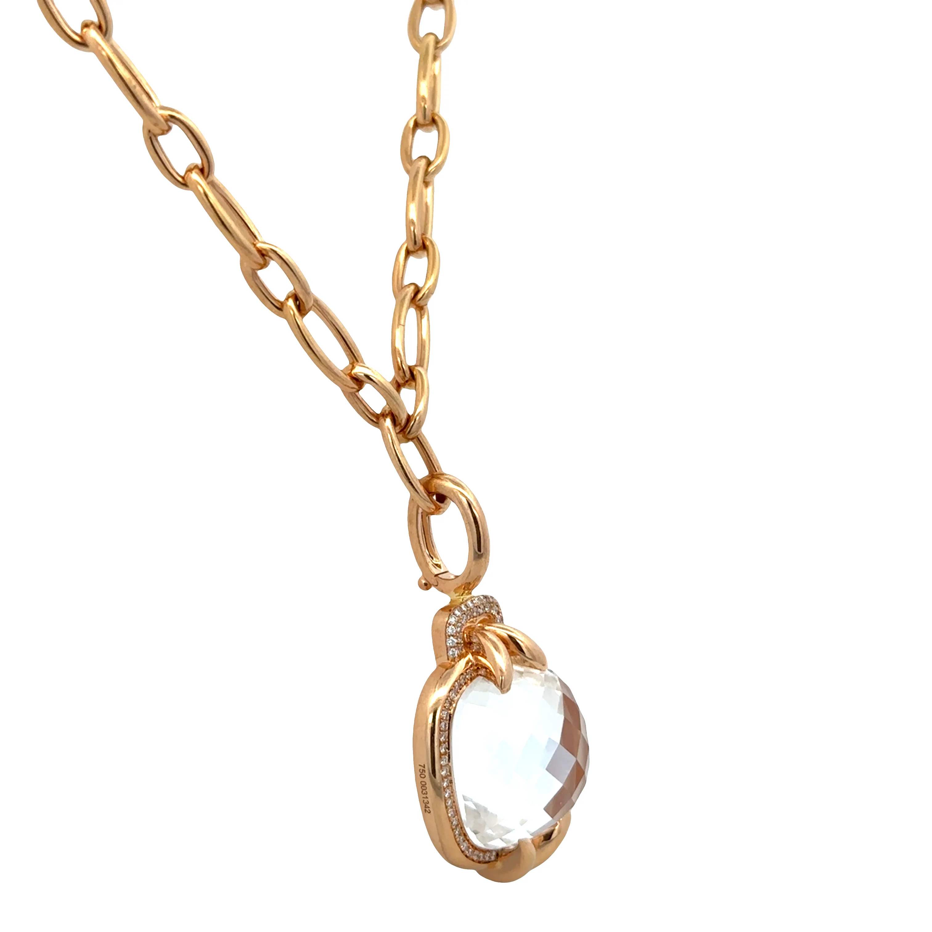 Estate Tirisi 18k Rose Gold White Topaz & Diamond Statement Necklace – 28" - Image 4