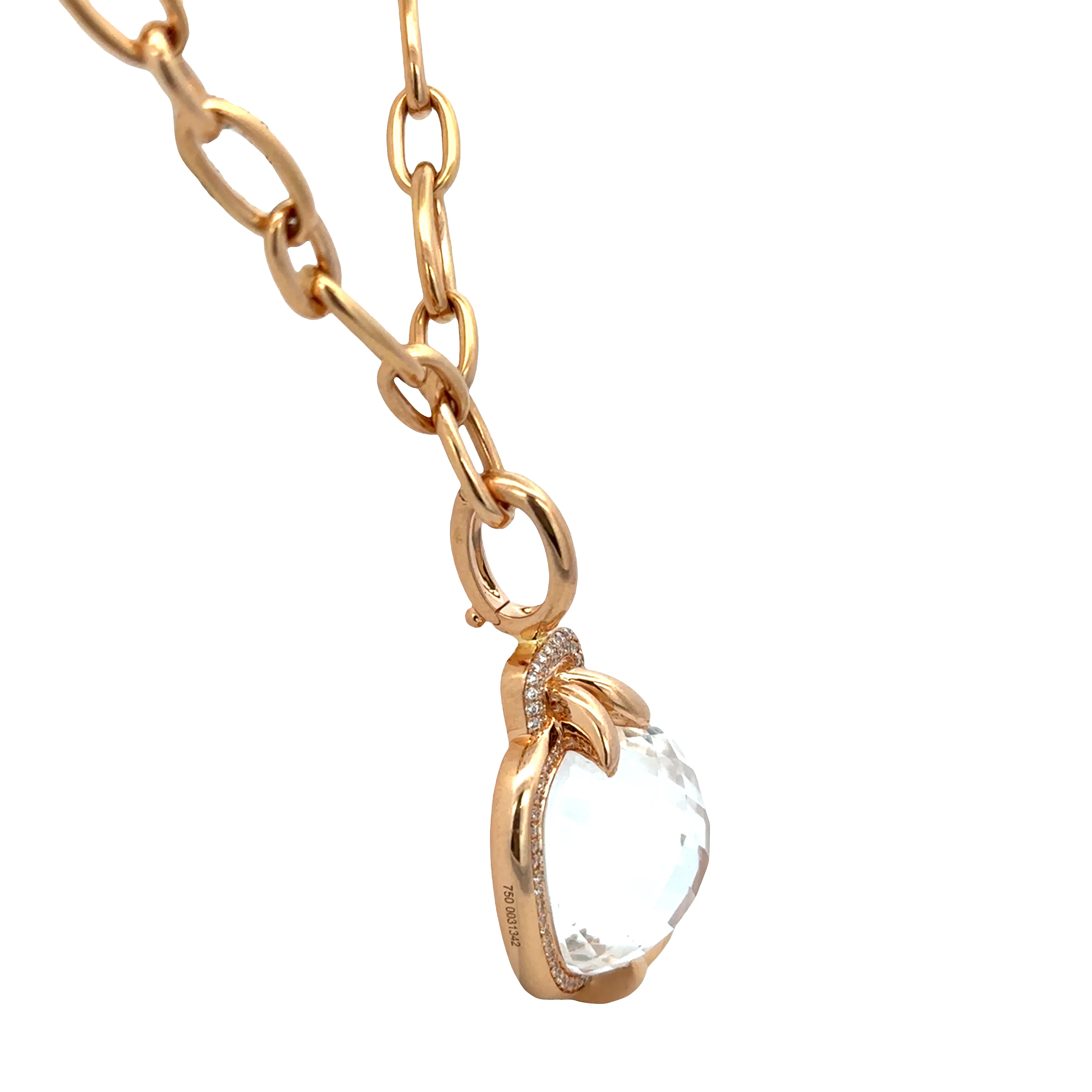 Estate Tirisi 18k Rose Gold White Topaz & Diamond Statement Necklace – 28" - Image 5