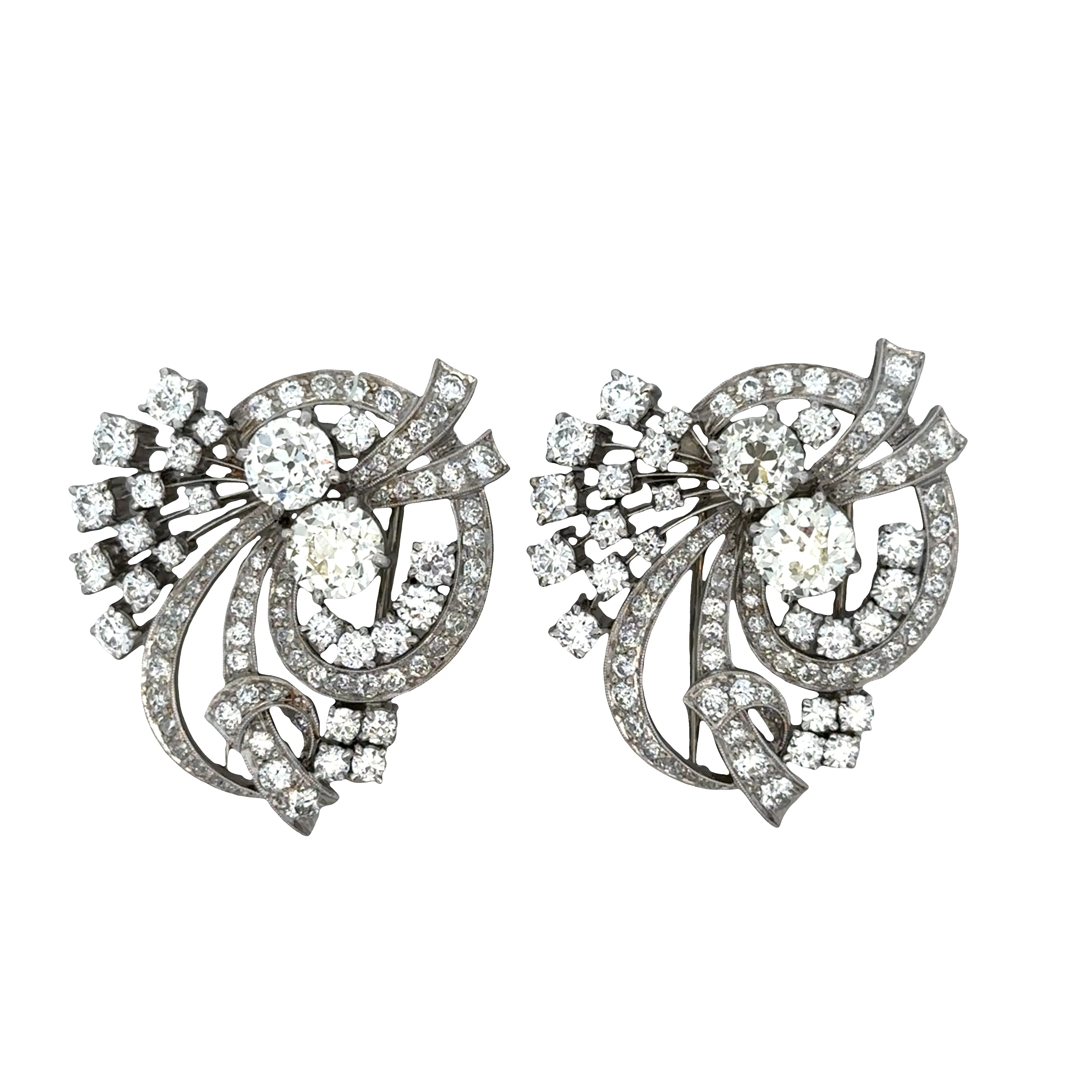 Estate Vintage 1940s-50s Raymond Yard Diamond Clips - Image 2