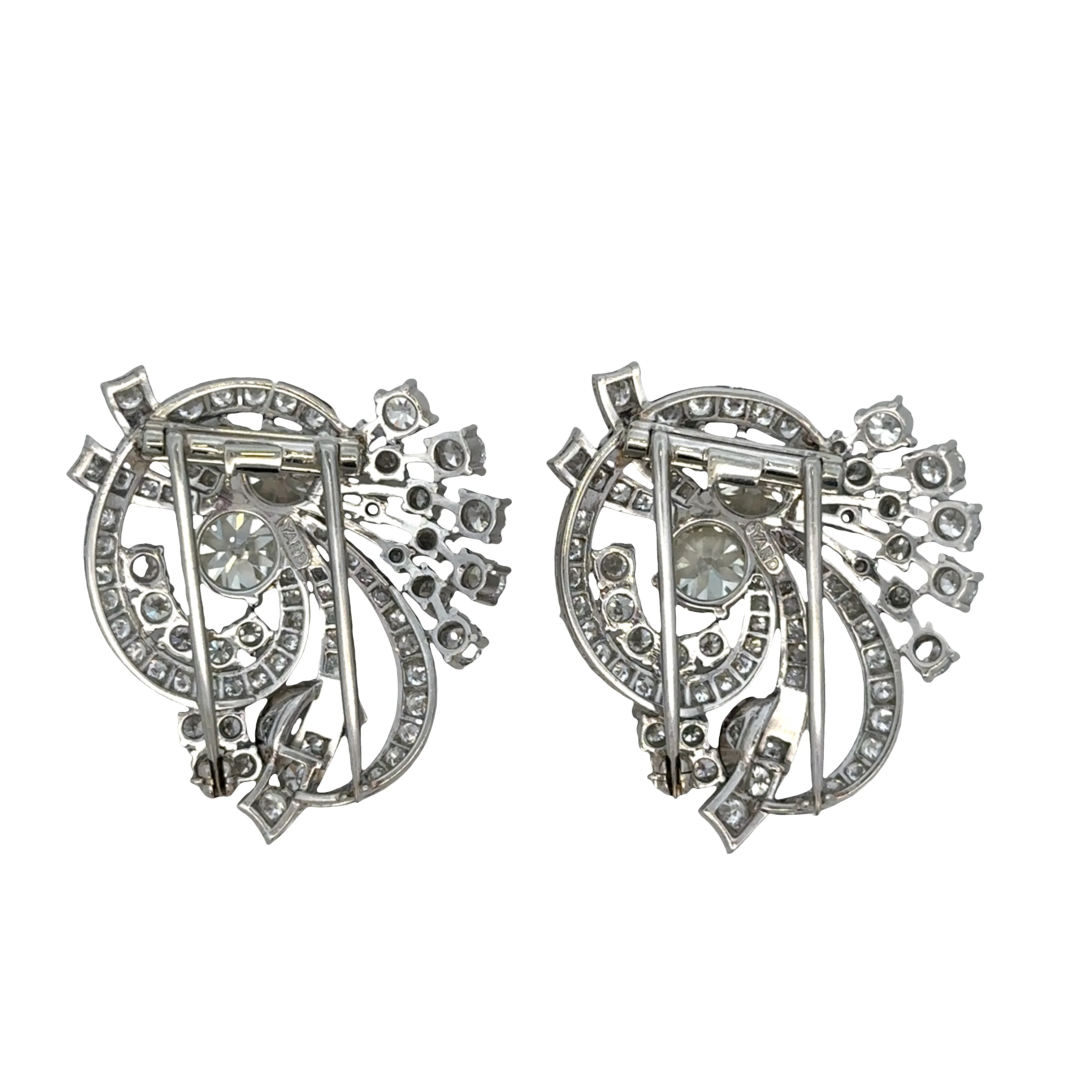 Estate Vintage 1940s-50s Raymond Yard Diamond Clips - Image 4