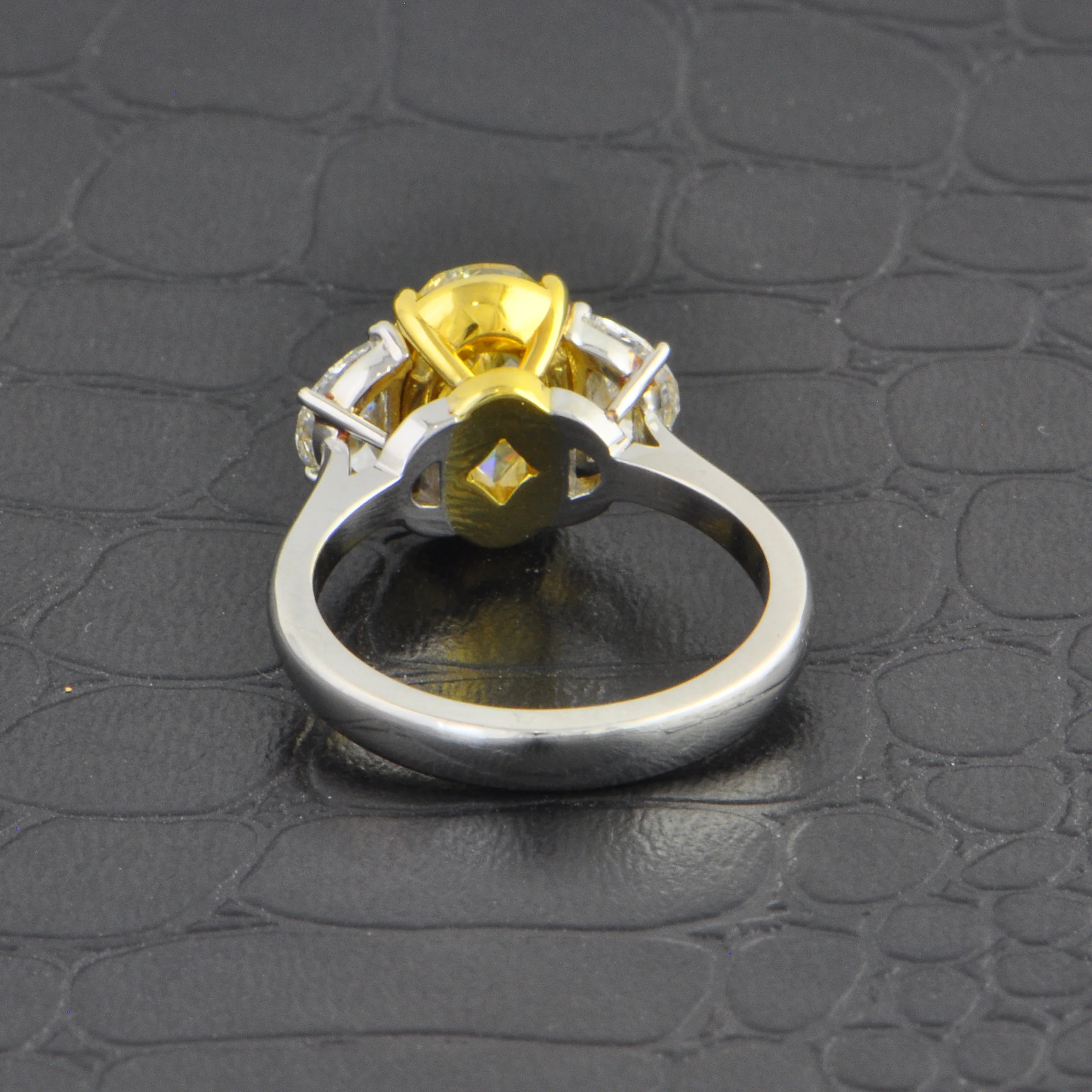 Fancy Light Yellow Oval Cut Diamond Ring in Platinum - Image 3