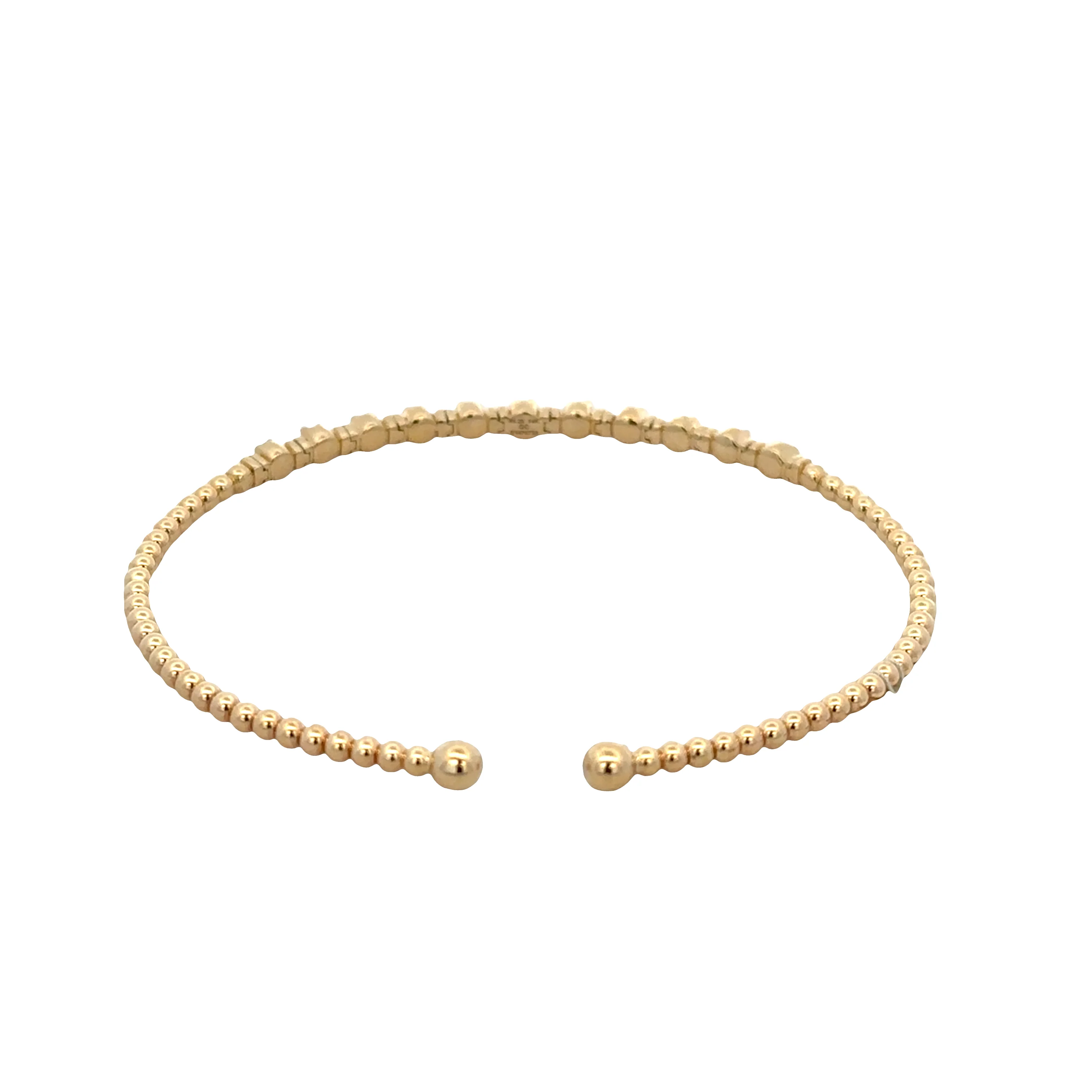 Flexible 14k Yellow Gold Beaded Diamond Bracelet – 3.1mm - Image 2