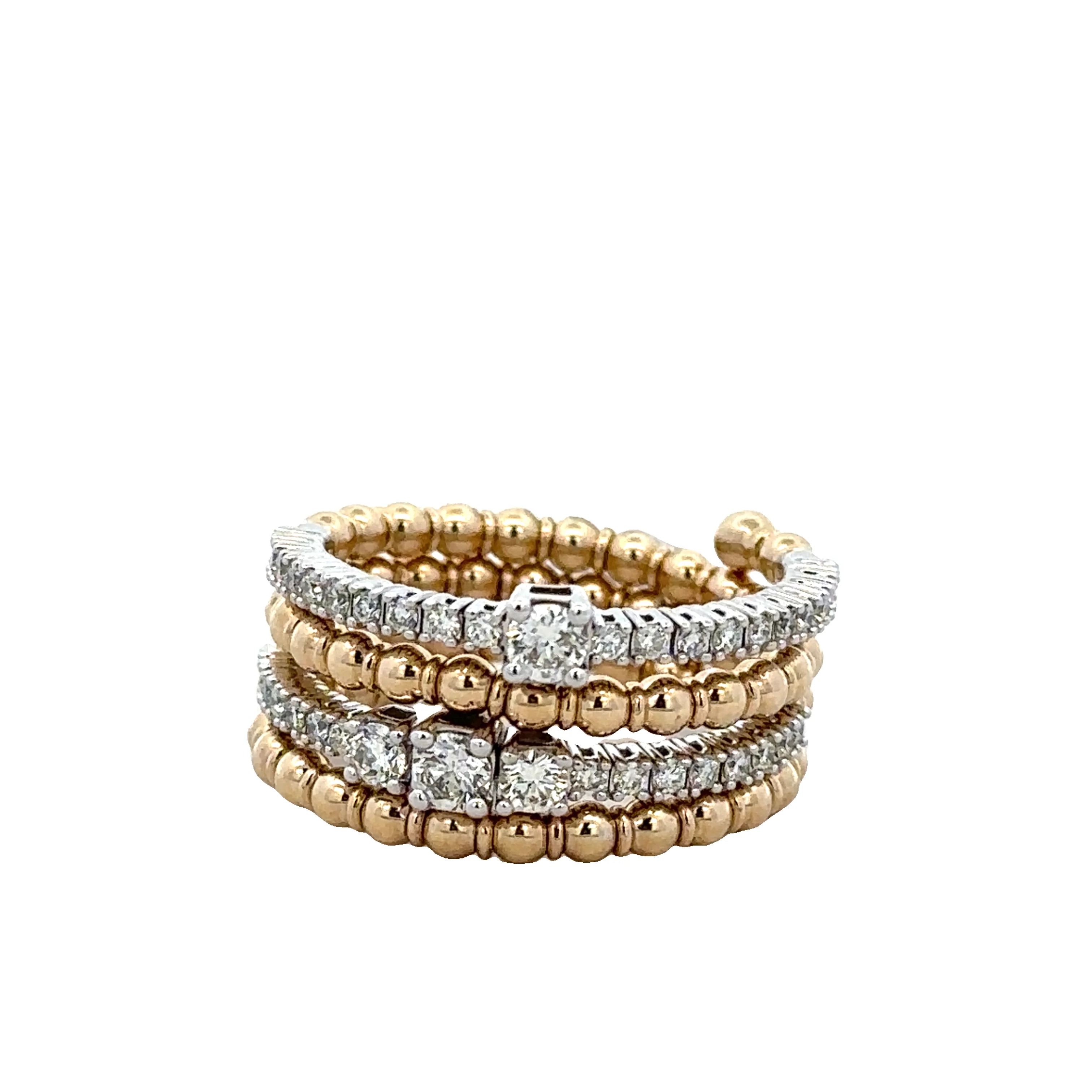 Flexible Multiband Diamond Ring in Two Tone Gold