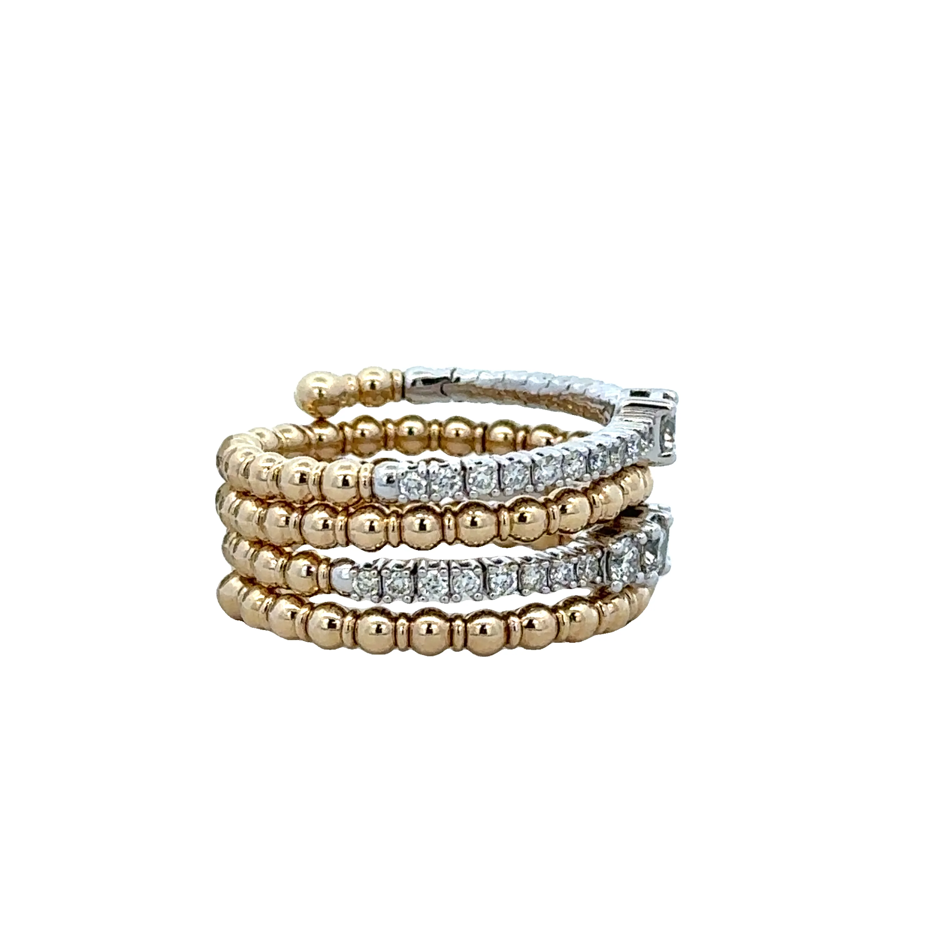 Flexible Multiband Diamond Ring in Two Tone Gold - Image 2