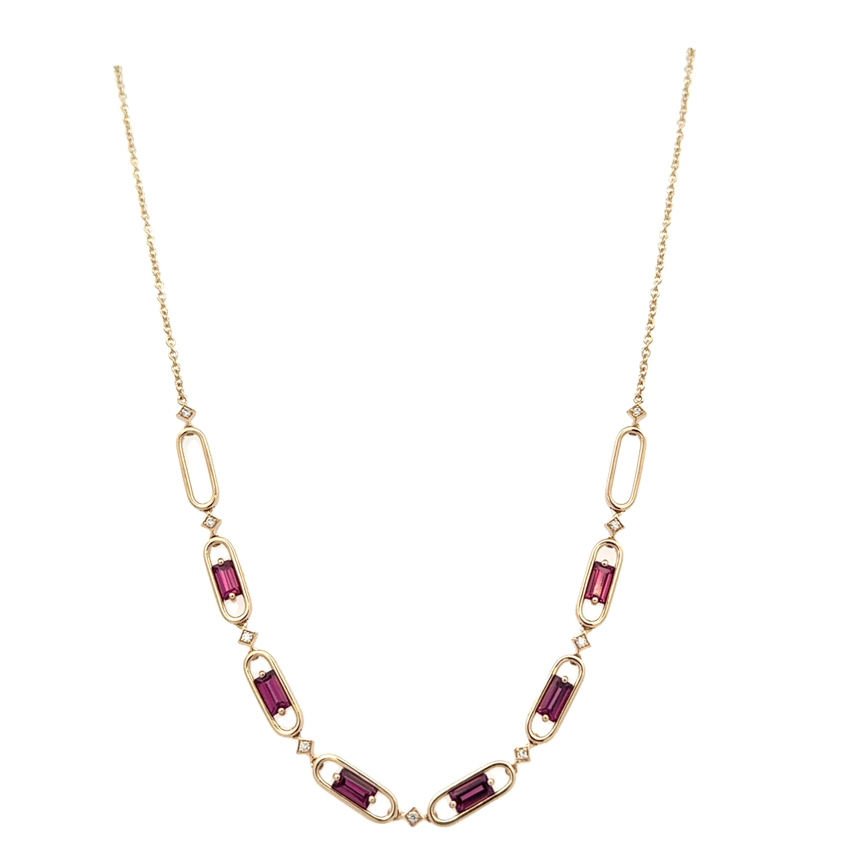 Garnet and Diamond Necklace in Yellow Gold - Image 3