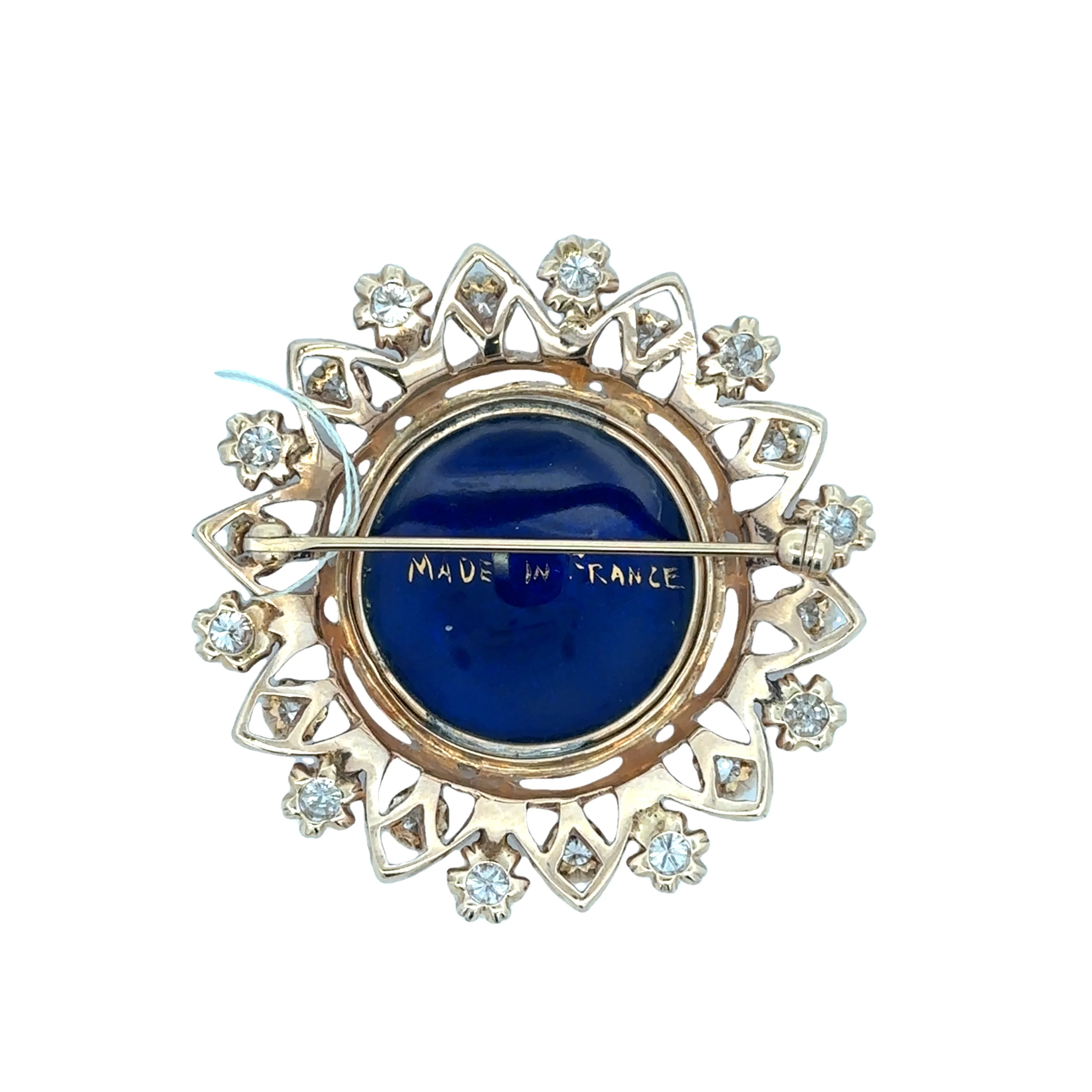 Handpainted French Enamel Cameo with Diamonds - Image 3