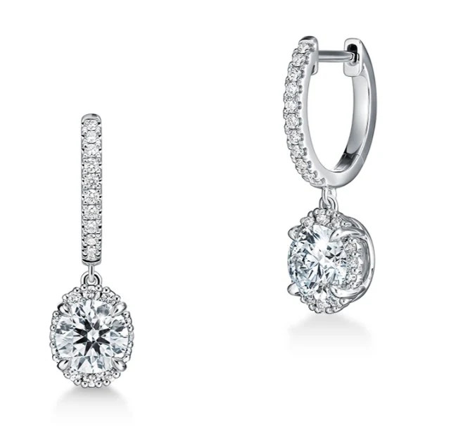 Hearts On Fire Ellipse Diamond Leverback Earrings in 18k White Gold - Image 2